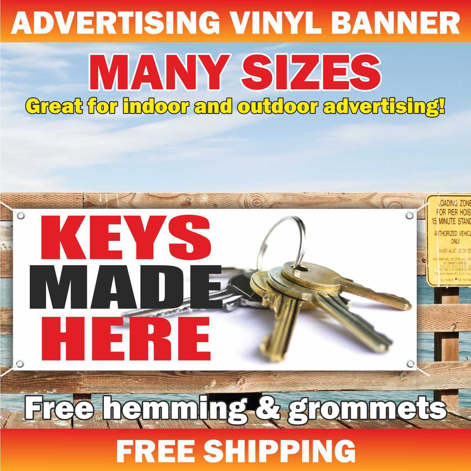 KEYS MADE HERE Advertising Banner Vinyl Mesh Sign locksmith locks mobile auto