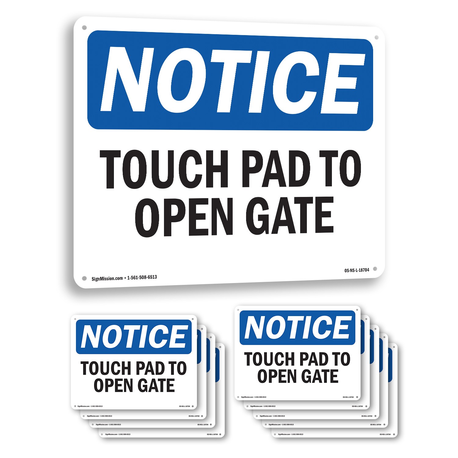 Touch Pad To Open Gate OSHA Notice Sign Metal, Plastic, Or Decal – 5 or 10 Pack