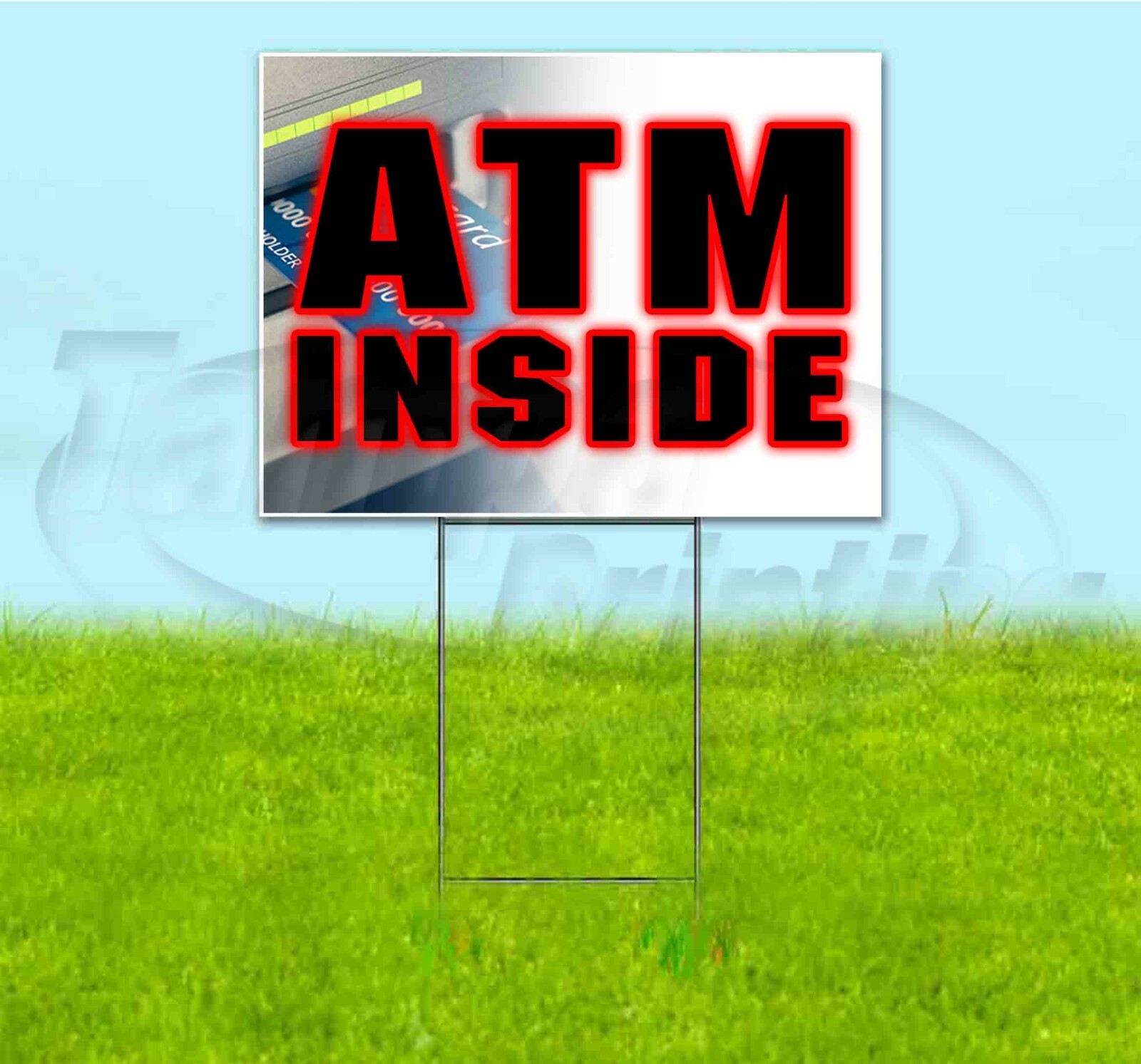 ATM INSIDE 18×24 Yard Sign WITH STAKE Corrugated Bandit USA BUSINESS