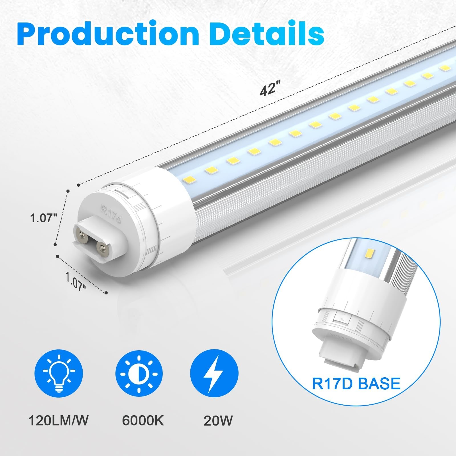 28W LED Tube Lights 4-Pack, 360° R17D/HO Base, 3.5ft for Double-Sided Signs, 600