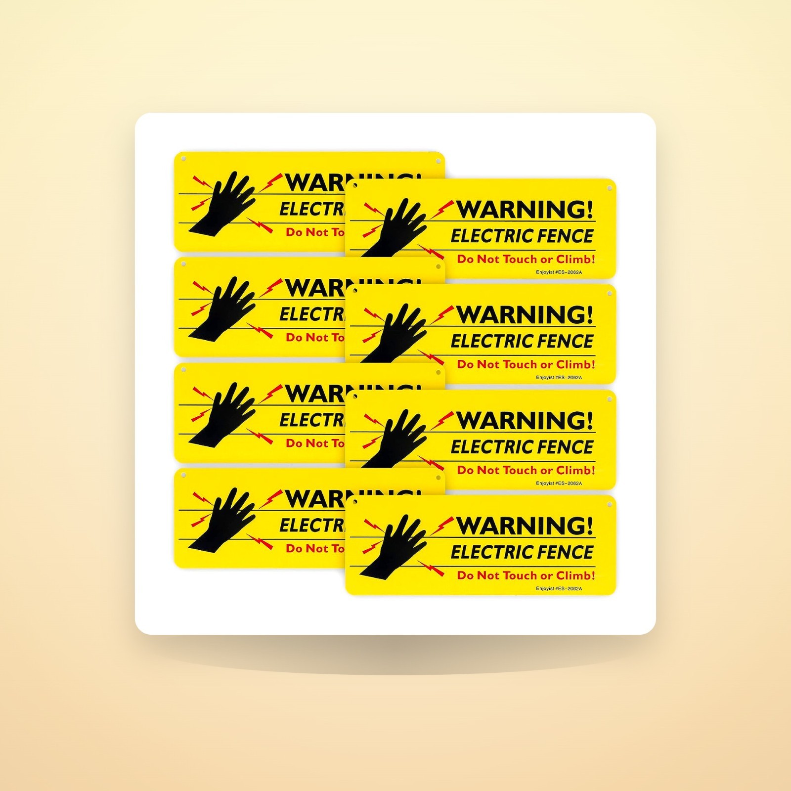 8-Pack Warning Electric Fence Safe Sign, 10″x 3.5″ Plastic Sign