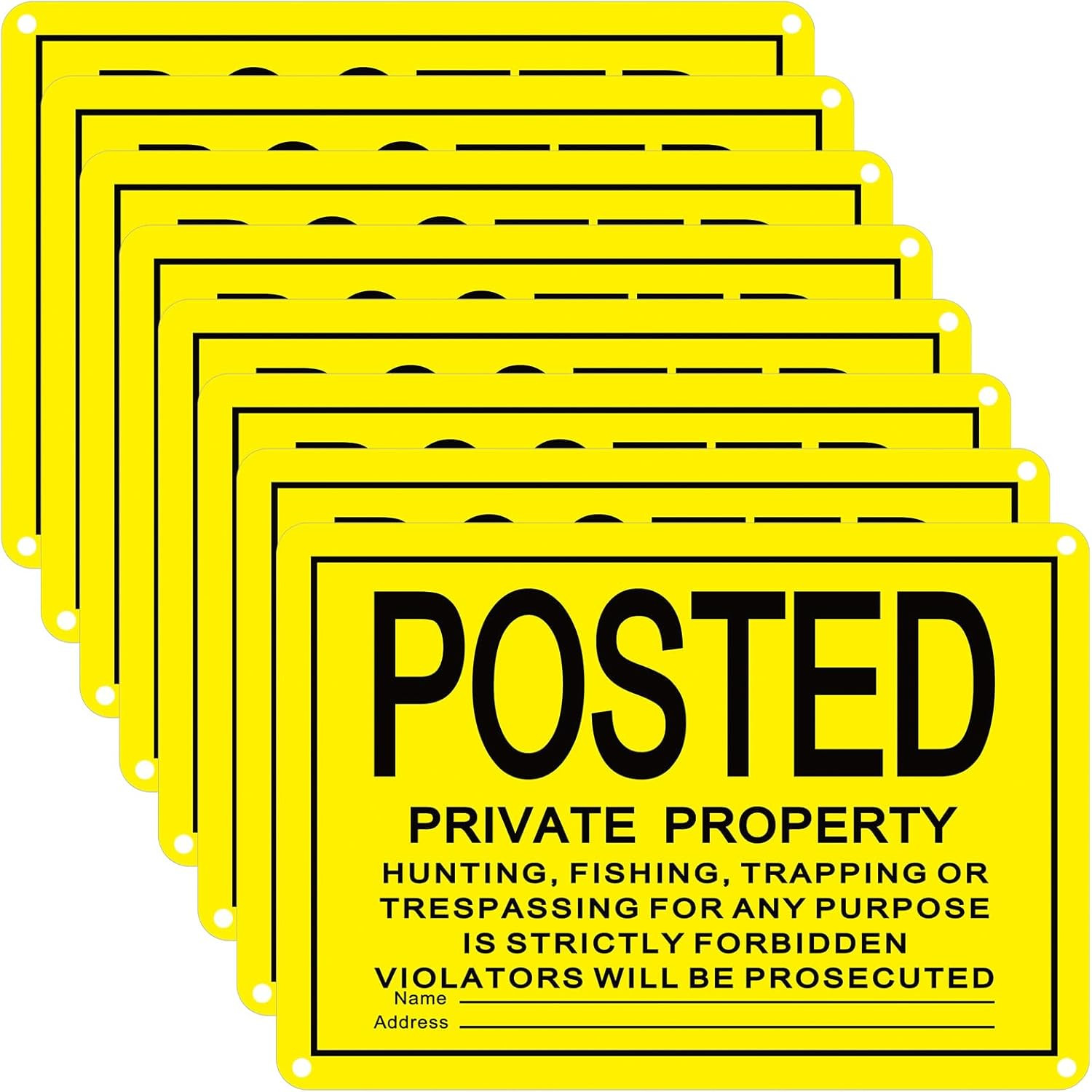 8 Pcs Posted No Trespassing Signs Private Property 10 X 7 Inch Metal No Hunting