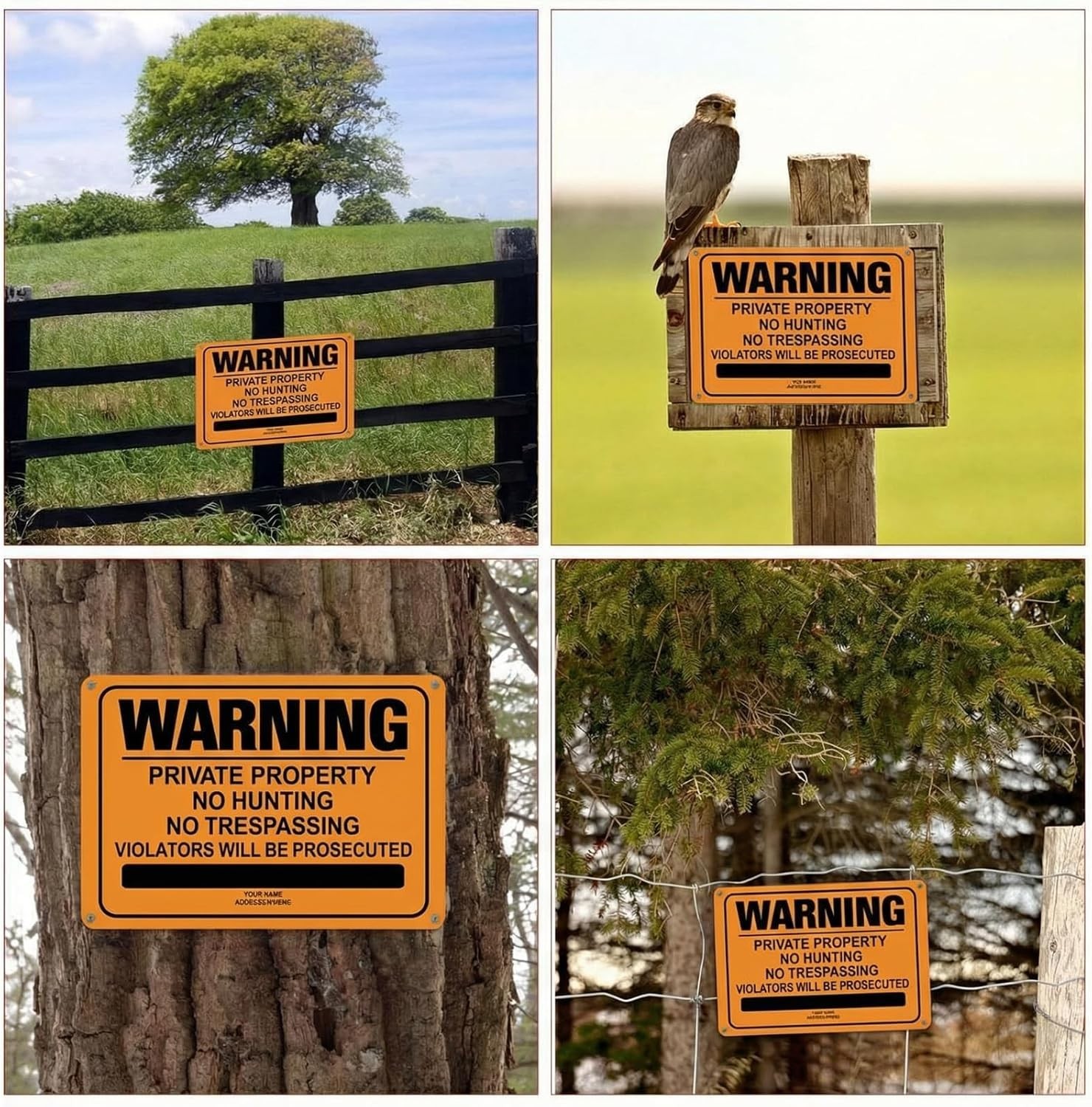 No Hunting No Trespassing Signs 8 Pack Reflective Metal Private Property Orange