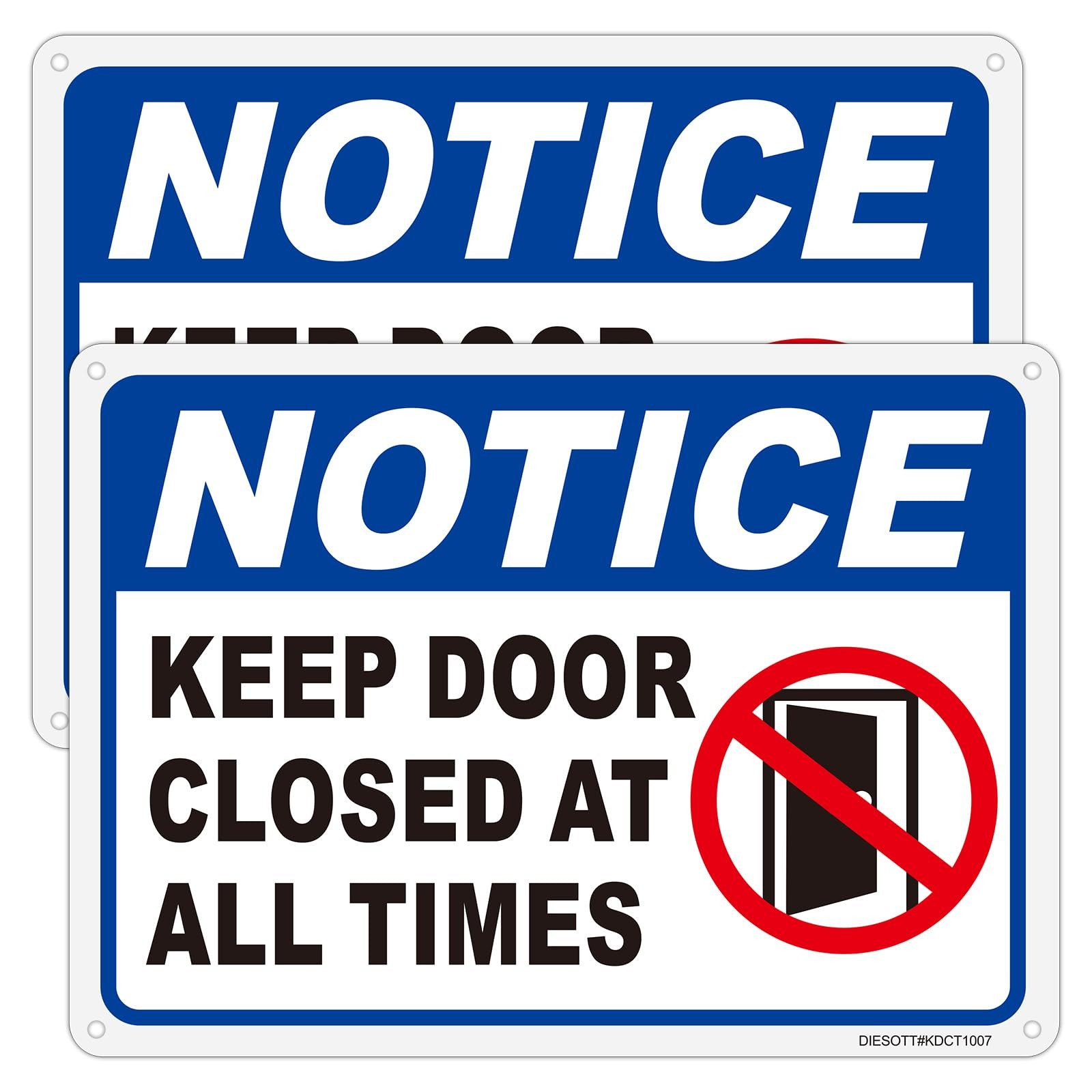 2 Pack 10×7 Inch Notice Keep Door Closed At All Times Aluminum Sign UV Protected