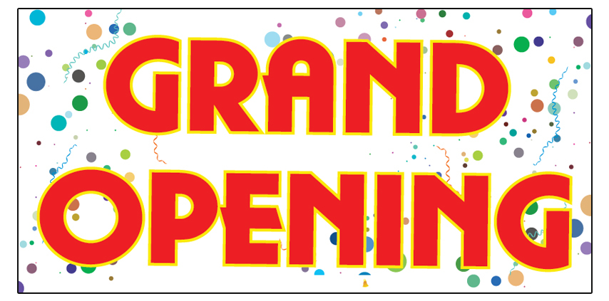 GRAND OPENING Vinyl Banner advertising Sign. Full color 2×4 ft, 2×6, 3×10, 3×15