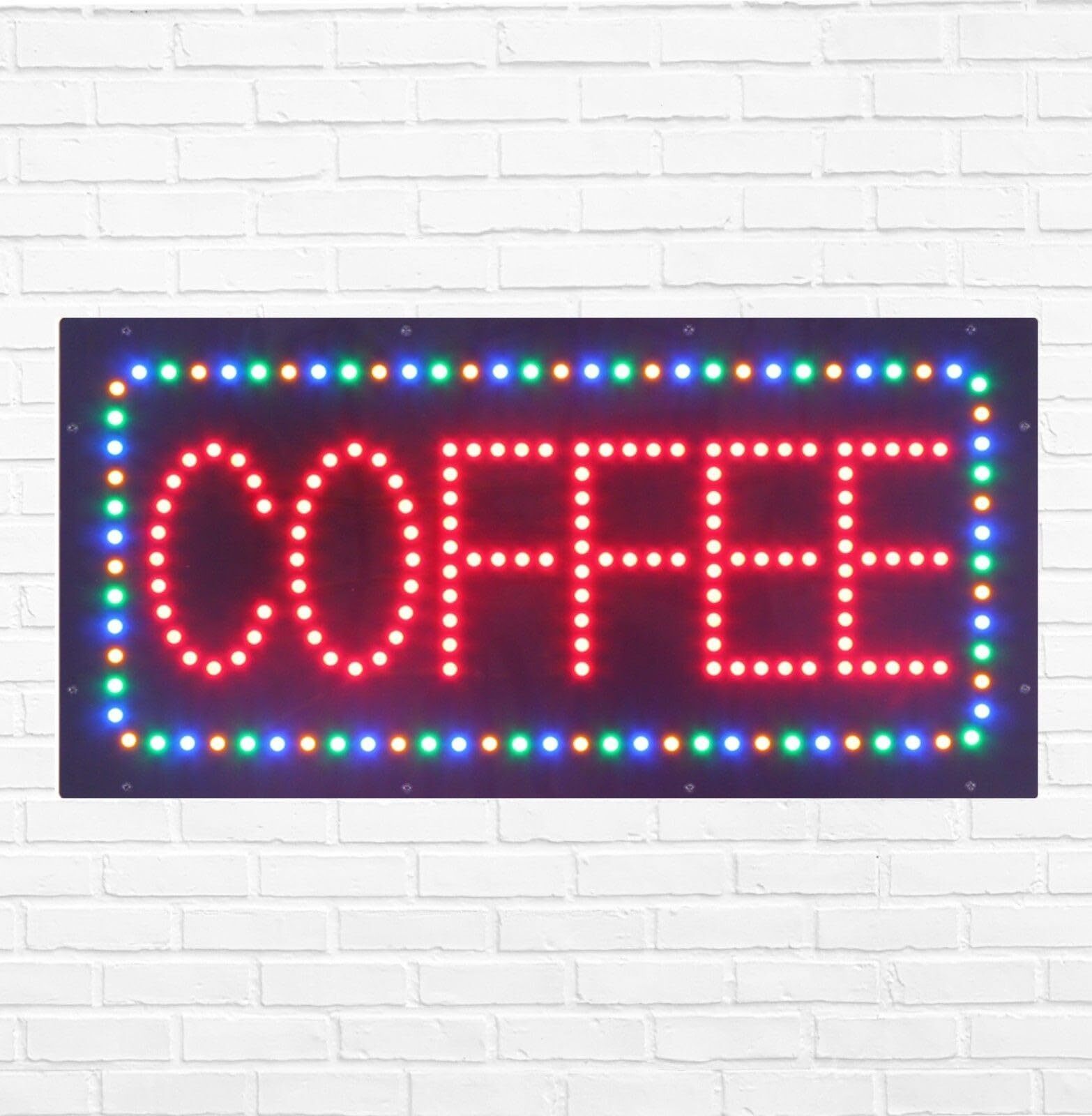 LED Coffee Sign for Retail Business Displays | Light Up Sign | 12″H x 24″W x 2″D