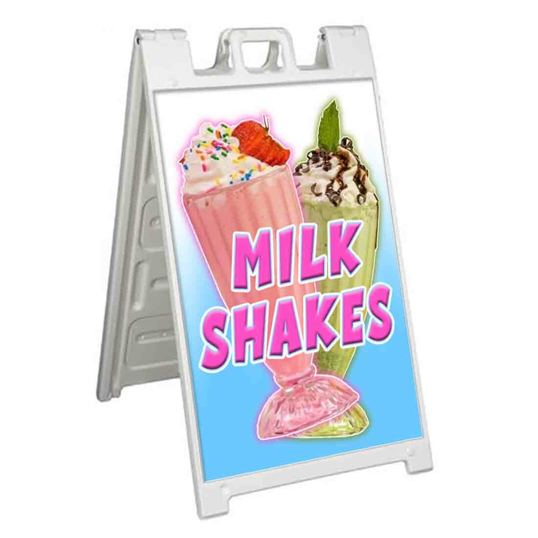 MILK SHAKES Signicade 24×36 Aframe Sidewalk Sign Banner Decal ICE CREAM TREATS