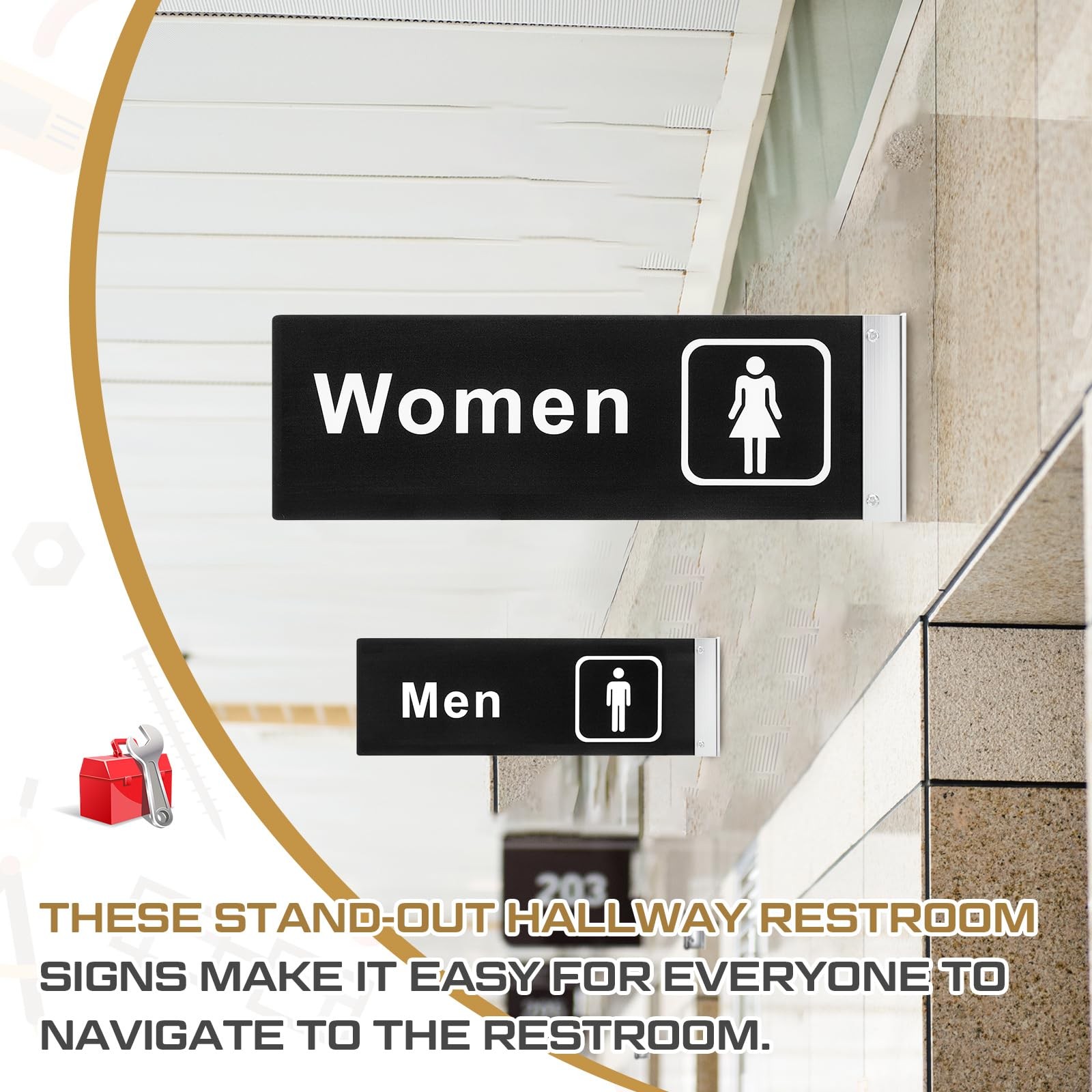 Teenyyou 2 Pcs Restroom Sign for Business, Bathroom Door Signs for Men and Wo…