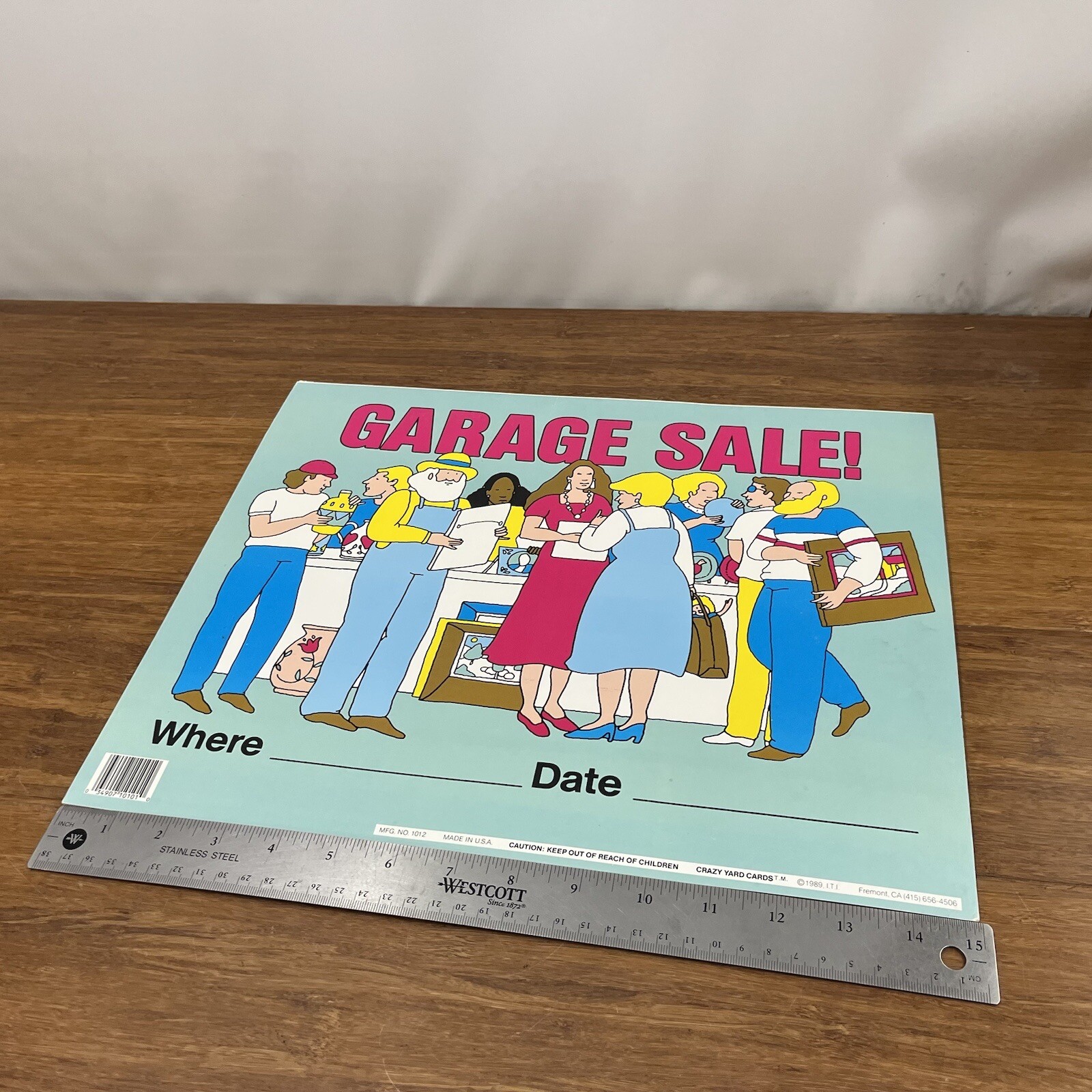 Vintage 1980s GARAGE SALE! Cardboard 1989 Banner Sign NEW Made in USA 2 Sided