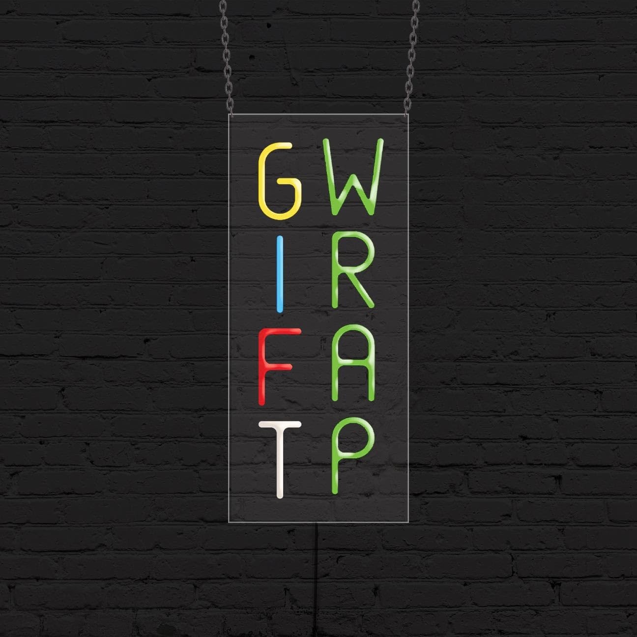Gift Wrap Sign for Business Displays | LED Flex Neon | 13″W x 32″H x 1″D