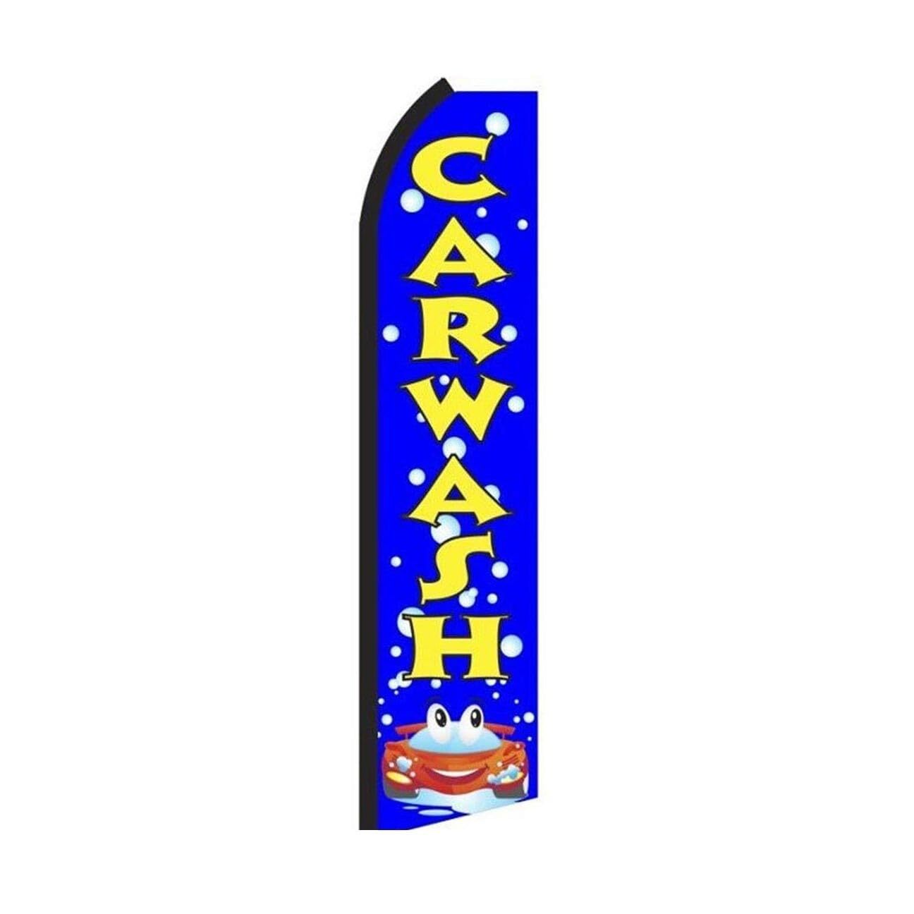 Car Wash Blue Swooper Flutter Feather Flag | 3ft W x 11.5ft Tall