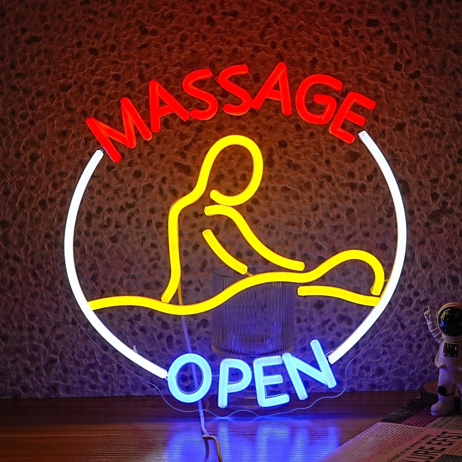 Massage Open Neon Sign USB LED Massage Relax Pattern Neon Light for SPA Dimma…