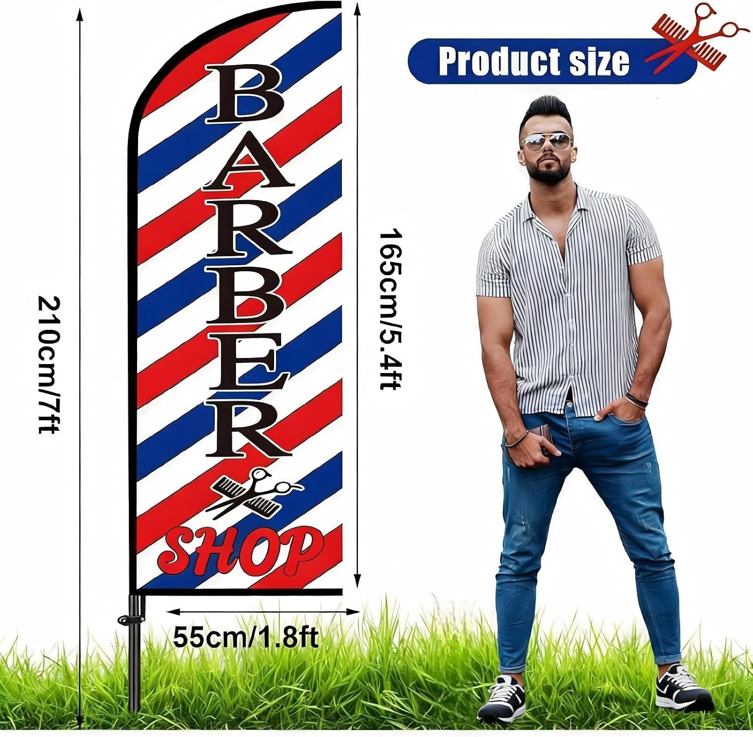2 Set Barber Flag Barbershop Feather Banner Kit“