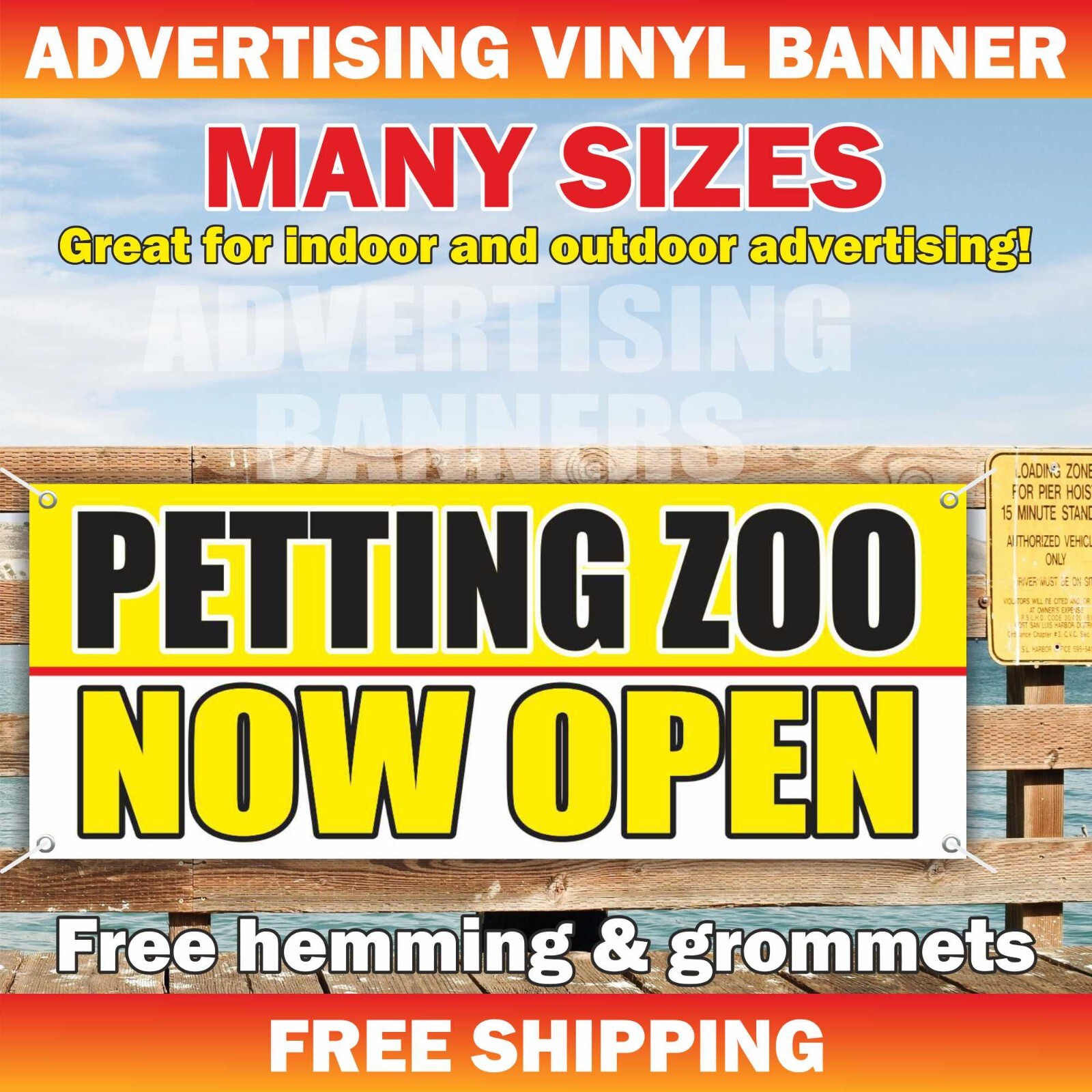 PETTING ZOO OPEN Advertising Banner Vinyl Sign Grooming dog vet animals cat shop