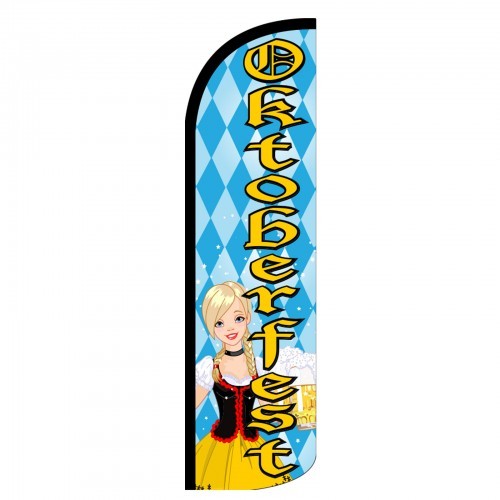 Oktoberfest Banner Sign Flag Only Windless 3′ Wide Swooper Blue Yellow
