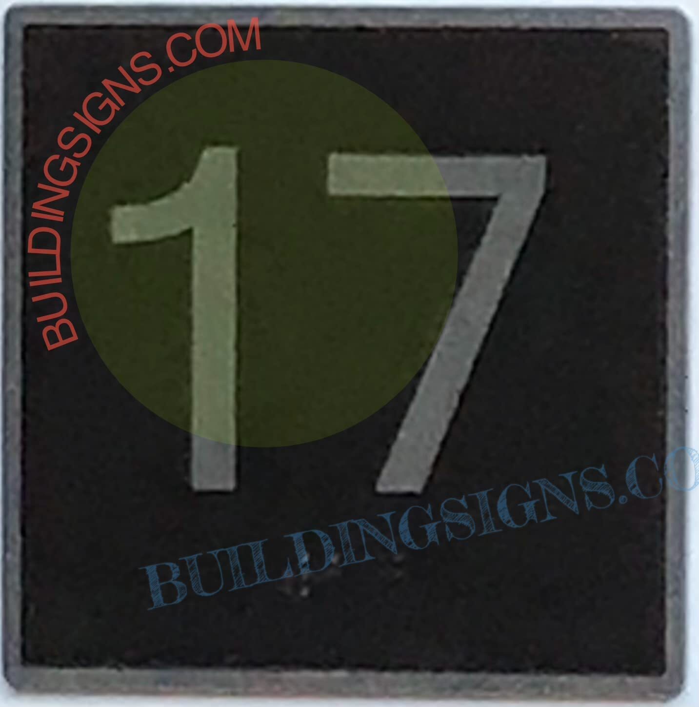 ELEVATOR FLOOR NUMBER 17 SIGN- ELEVATOR JAMB PLATE FLOOR 17 SIGN