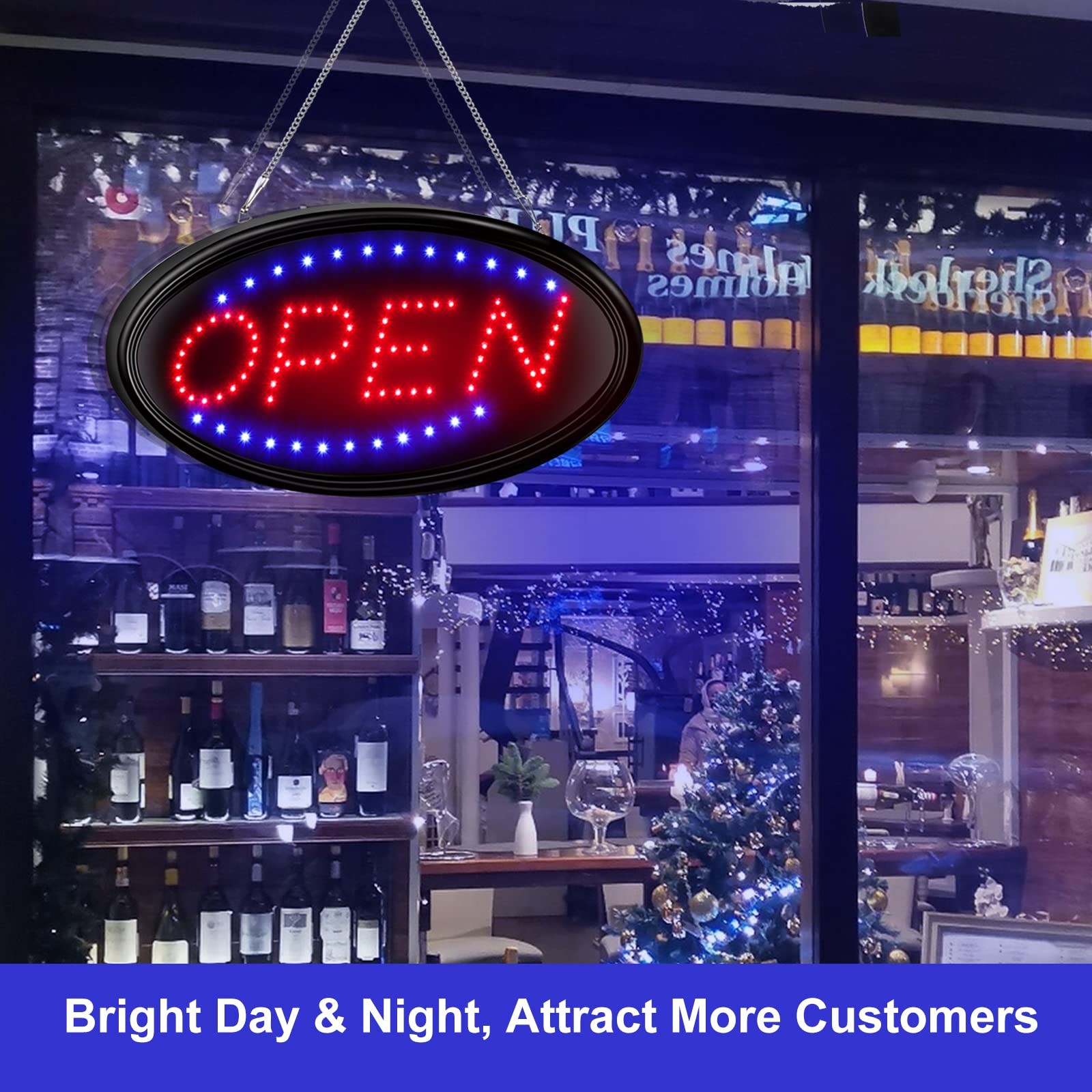 FITNATE LED Open Sign with Remote, Ultra Bright Electric Light Up Signs for B…