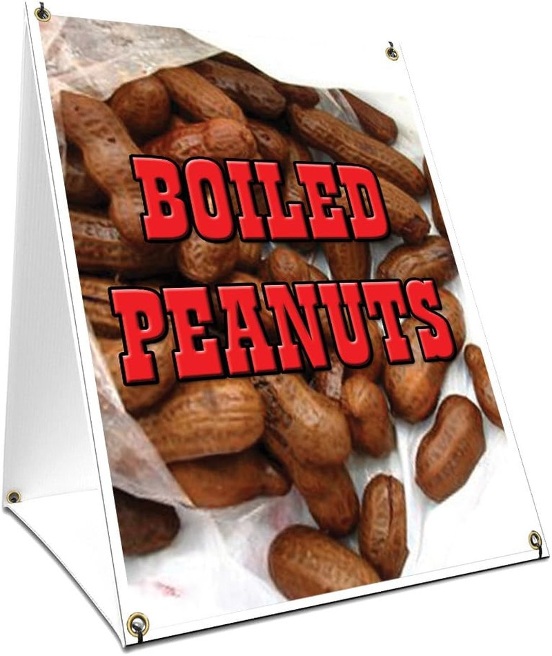 A-Frame Sidewalk Boiled Peanuts Sign with Graphics on Each Side | 18″ X 24″ Prin