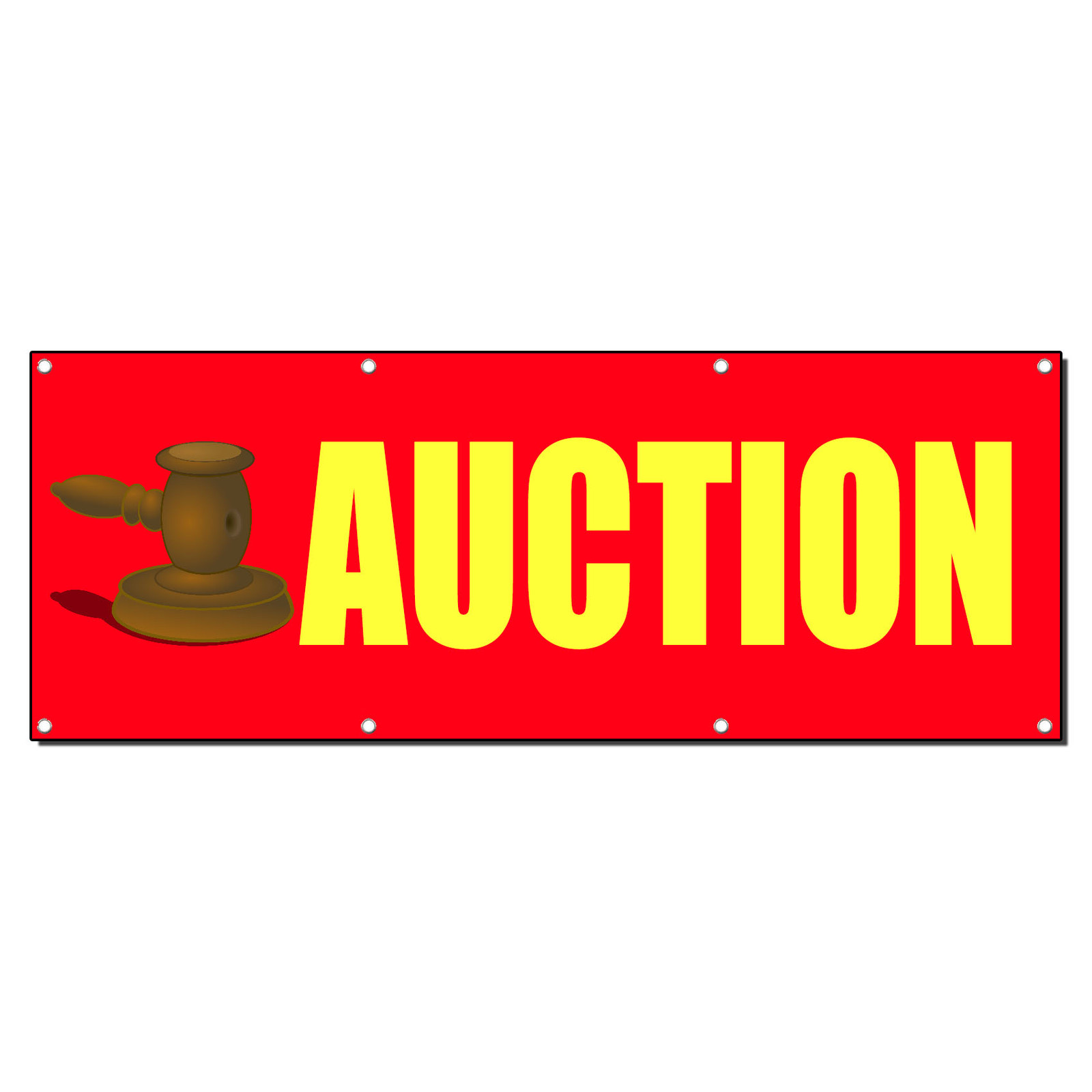 AUCTION Promotion Business Sign Banner 4′ x 2′ w/ 4 Grommets