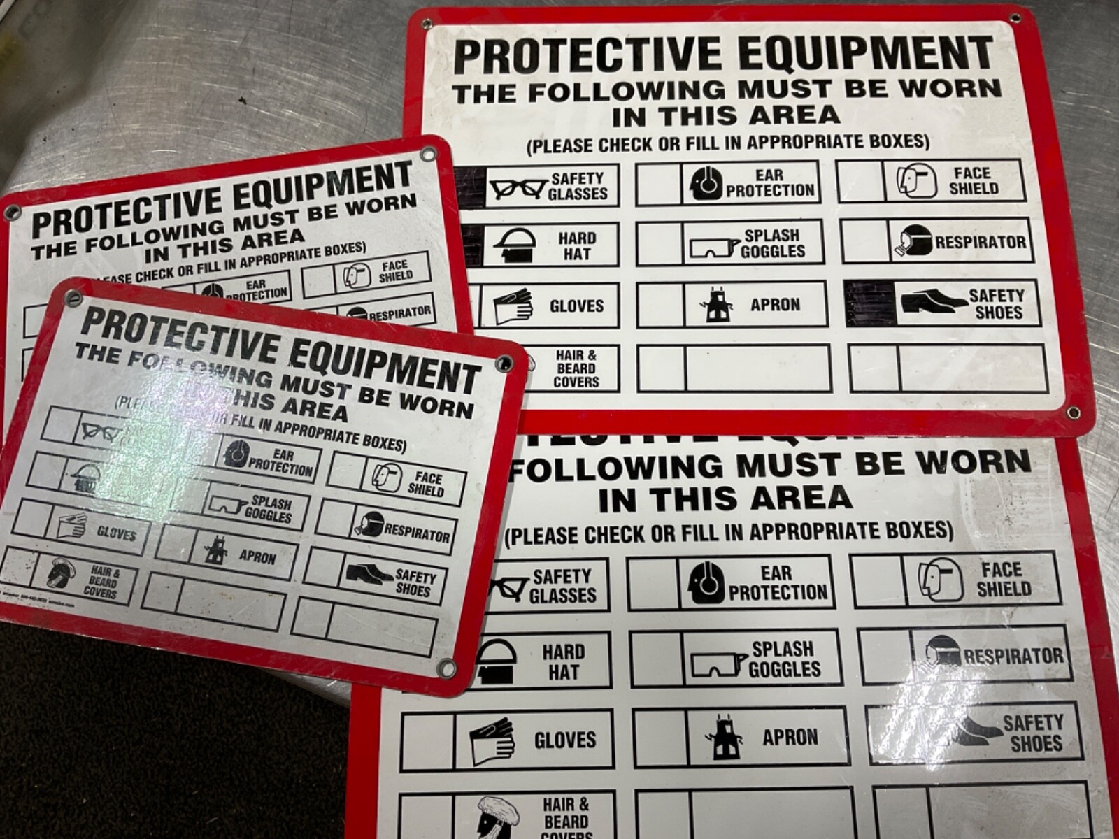 4 Personal Protective EQUIPMENT Signs Metal ,Plastic used