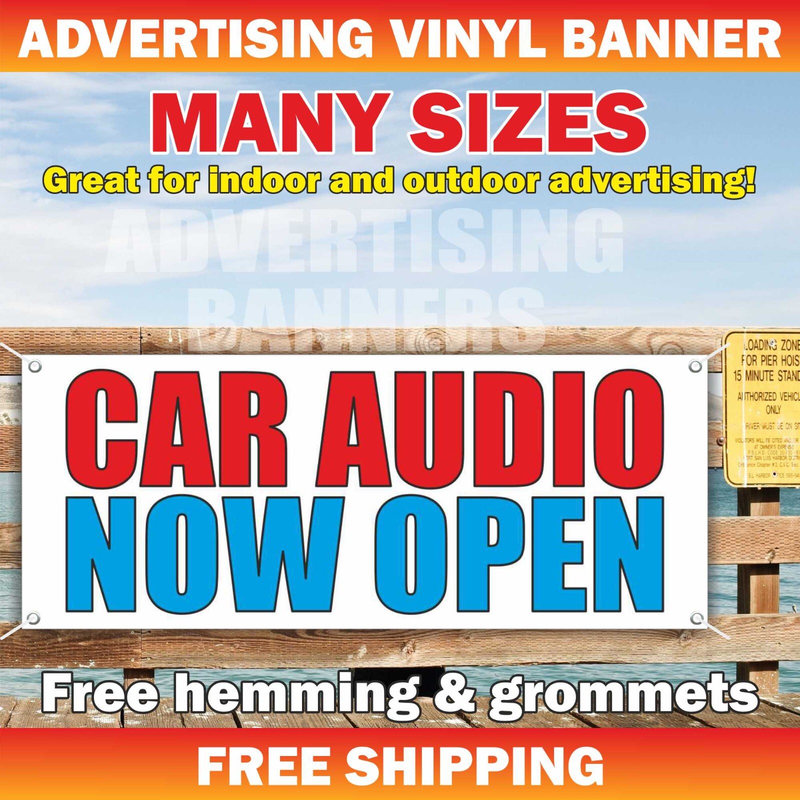 CAR AUDIO NOW OPEN Advertising Banner Vinyl Mesh Sign car radio music auto shop