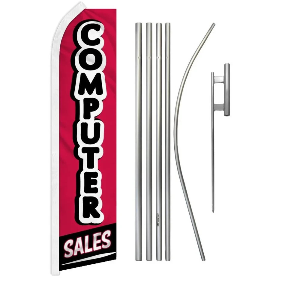 Computer Sale Swooper Advertising Flag & Pole Kit