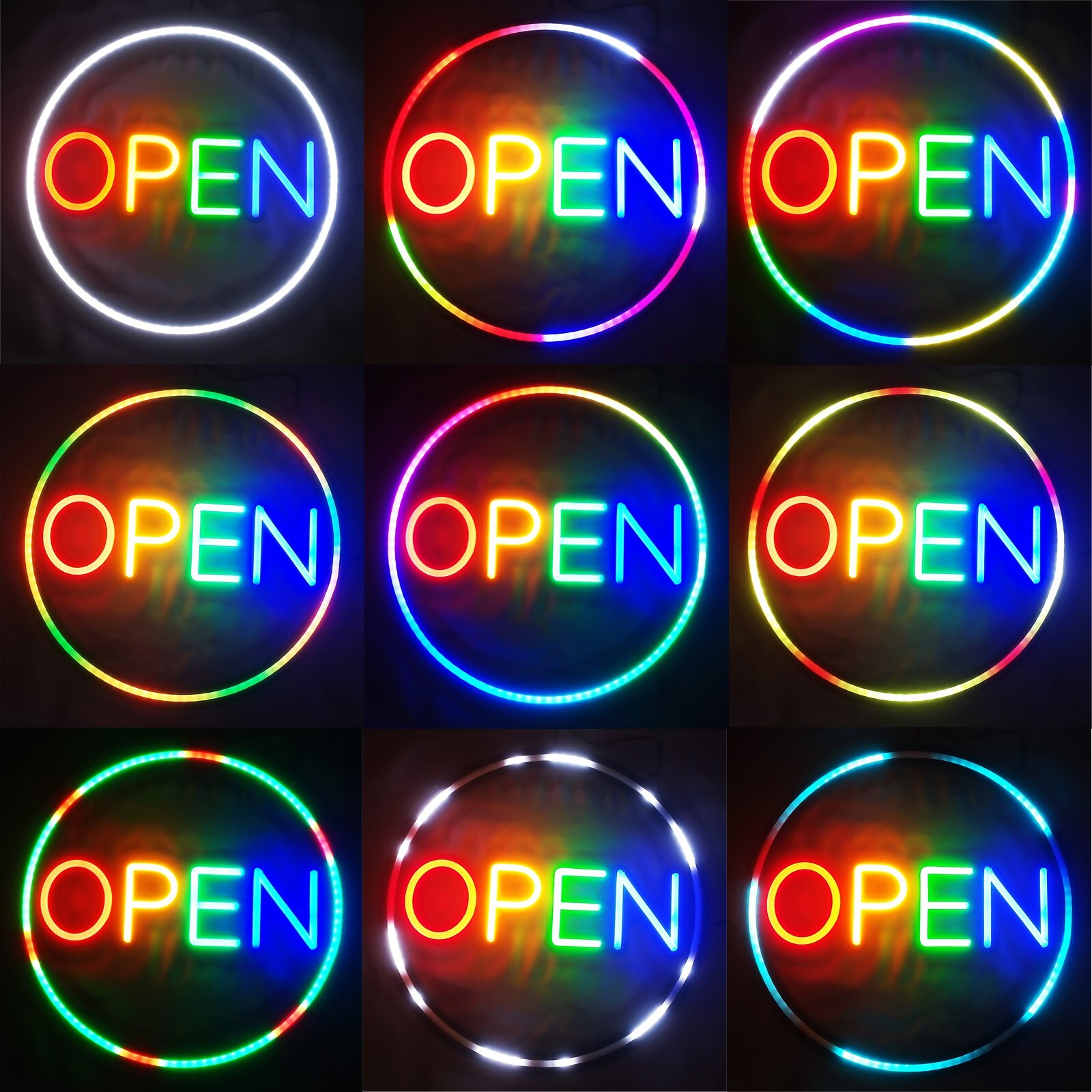 OPEN sign 12V LED Neon Tube Light Dream Full Color addressable Halo Circle Ring