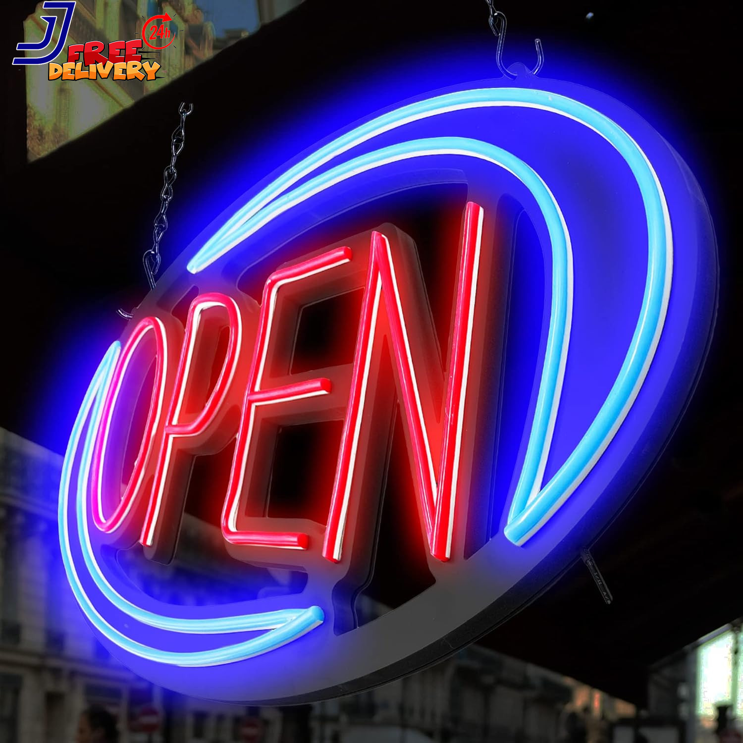 Bright LED Open Sign for Business 32×16 Inch with Remote Control & Flashing