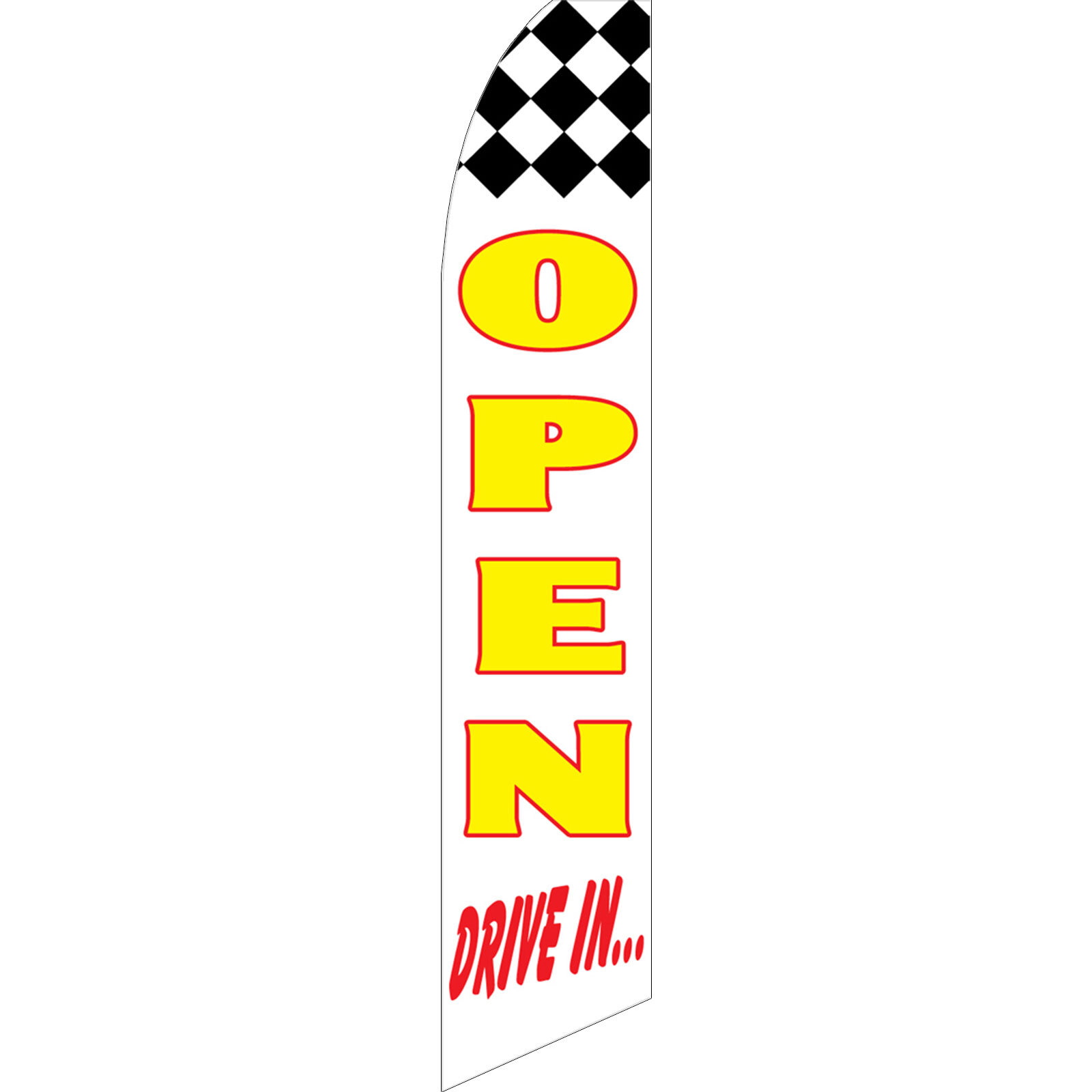 Open Drive In 2 1/2 ft X 11 1/2 ft Swooper Flag (Hardware Sold Separately)