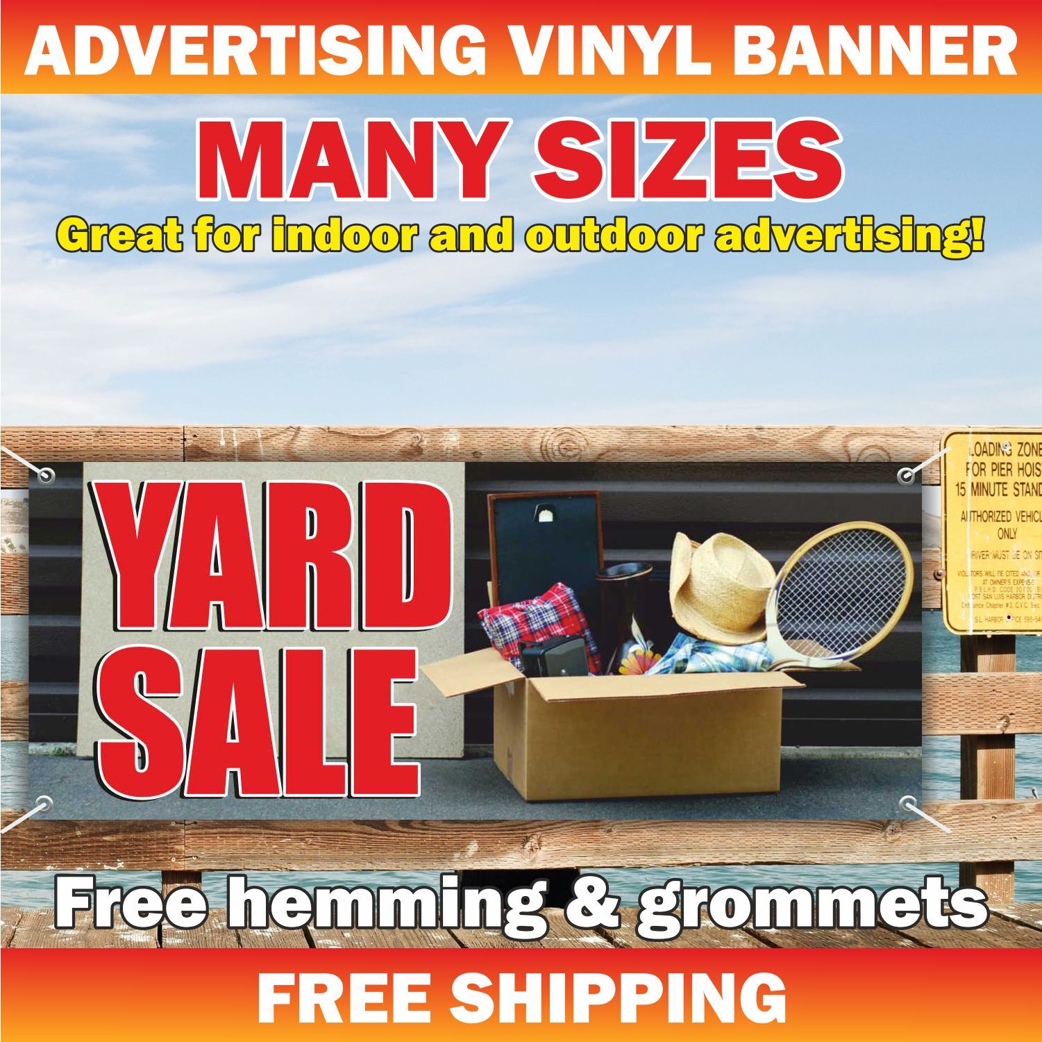 YARD SALE Advertising Banner Vinyl Mesh Sign garage flea market today moving