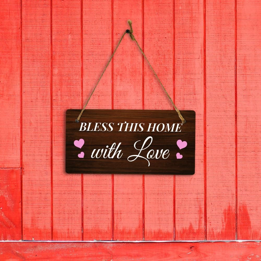 Bless This Home With Love 10×5 Hanging Plus Wall or Door Sign |