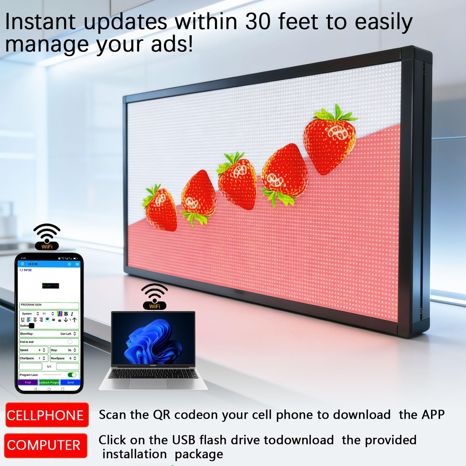 Led Signs Scrolling Programmable, Digital Display Screen Outdoor Waterproof