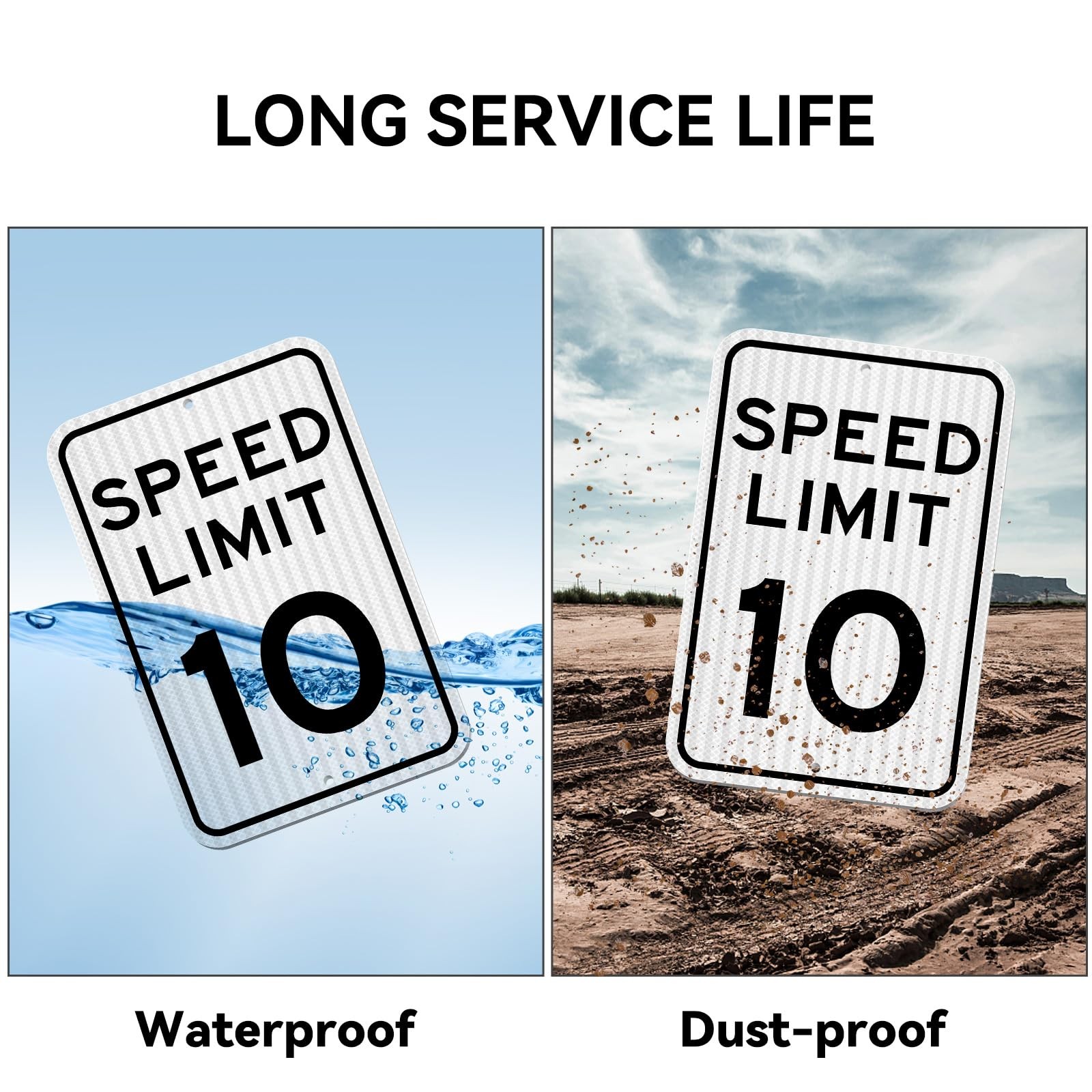 Speed ​​Limit Sign 10 MPH, Slow Down Traffic Sign, 12″ x 18″, Reflective 40Mi…
