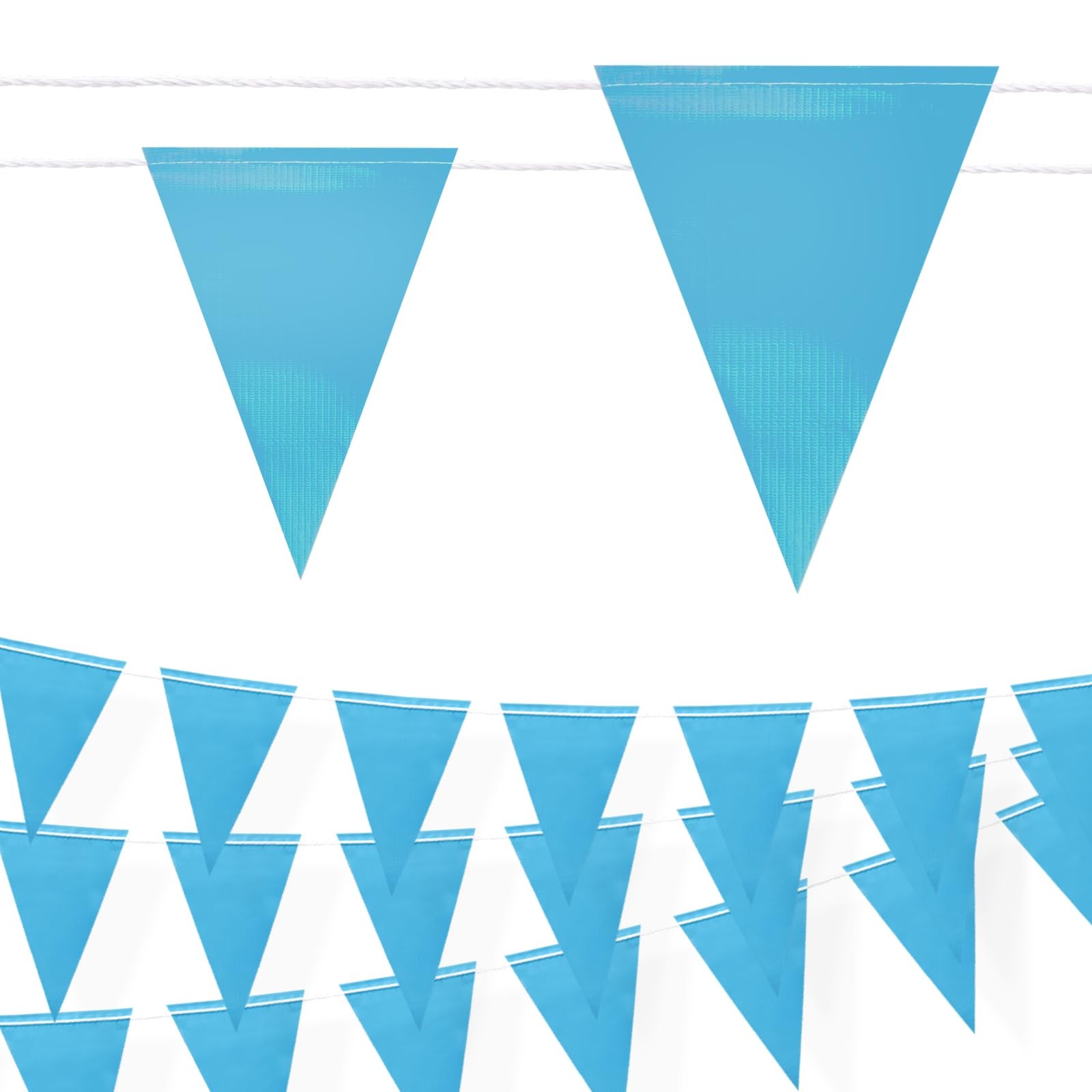 Safety Warning Pennant Banner Flags(Light Blue,45pcs,105ft)