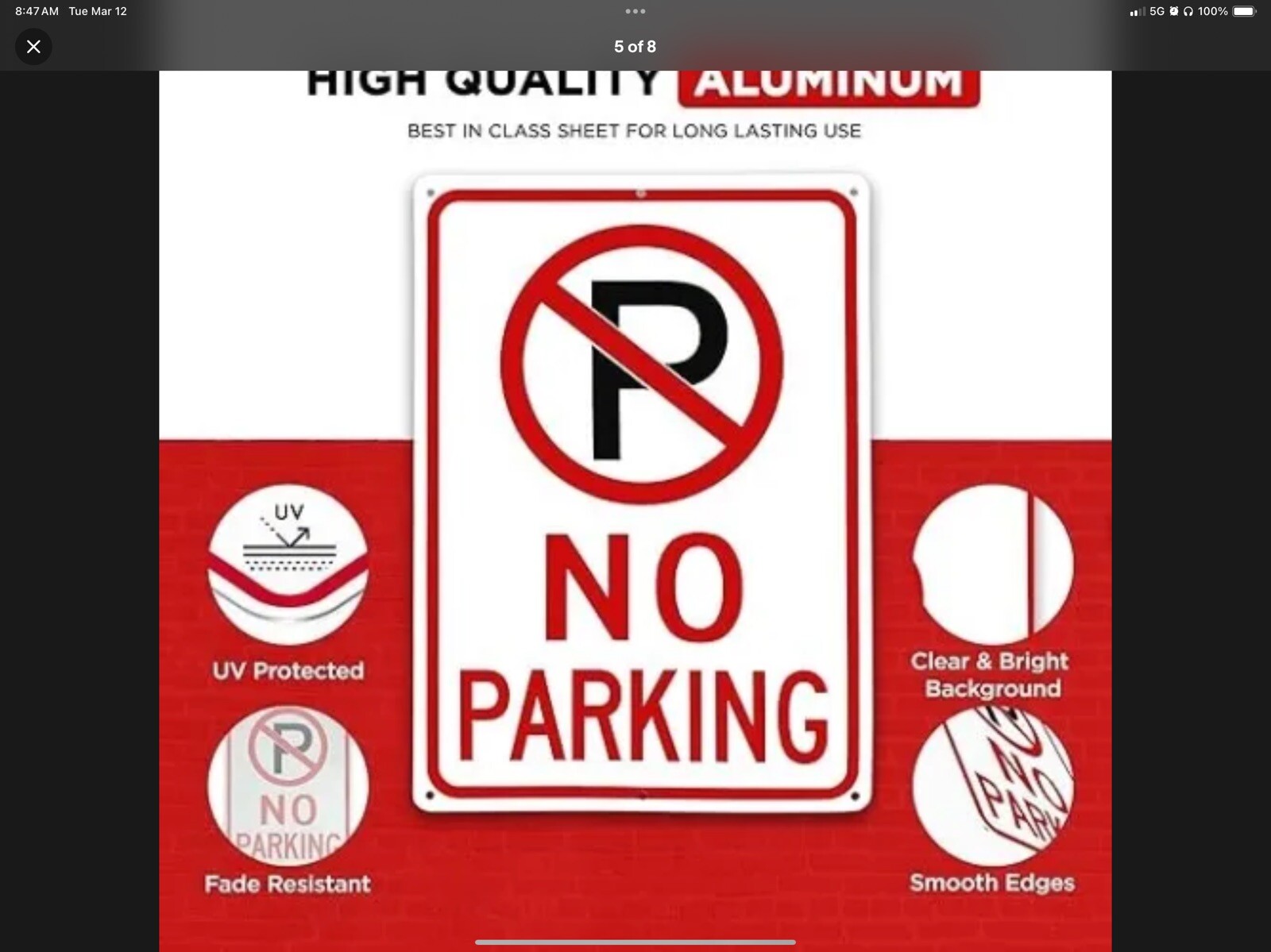 No Parking Aluminum Sign 10×13.5″ Outdoor Made in the USA! Buy More Save More!