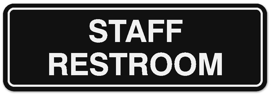 1 Pack Standard Black Large Staff Restroom Wall Or Door Sign Easy Installation
