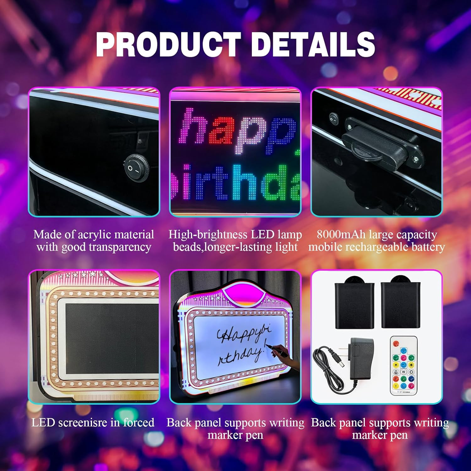LED Bottle Service Sign – with APP Programmable Color Display & Scroll Play, Clu
