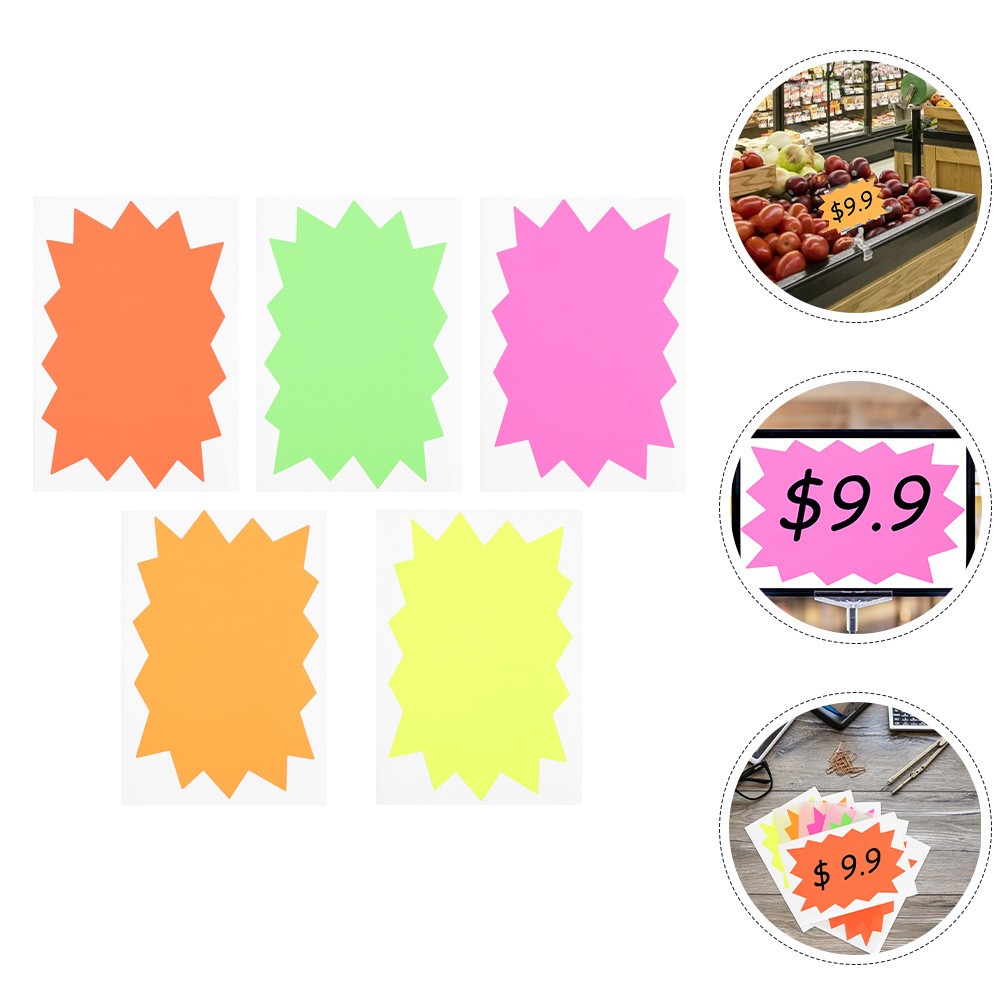 100 Pcs Price Signs for Retail Store Label Stickers Bright Sale Fluorescent
