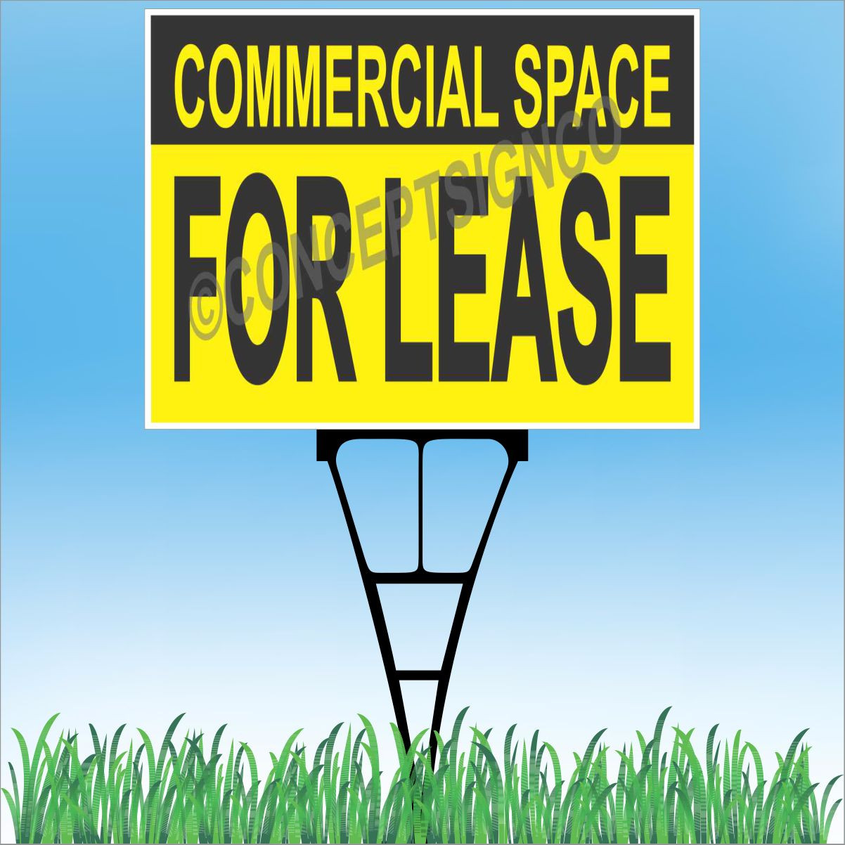 18″x24″ COMMERCIAL SPACE FOR LEASE Outdoor Yard Sign & Stake Lawn Real Estate