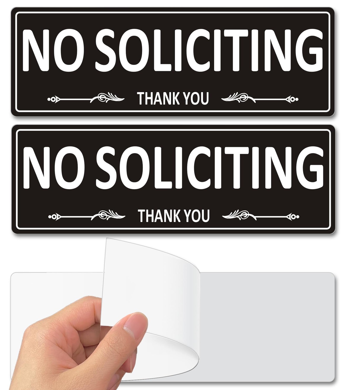 2 Pack Premium Metal SelfAdhesive No Soliciting Sign for Front Door, 7.5 x 2….