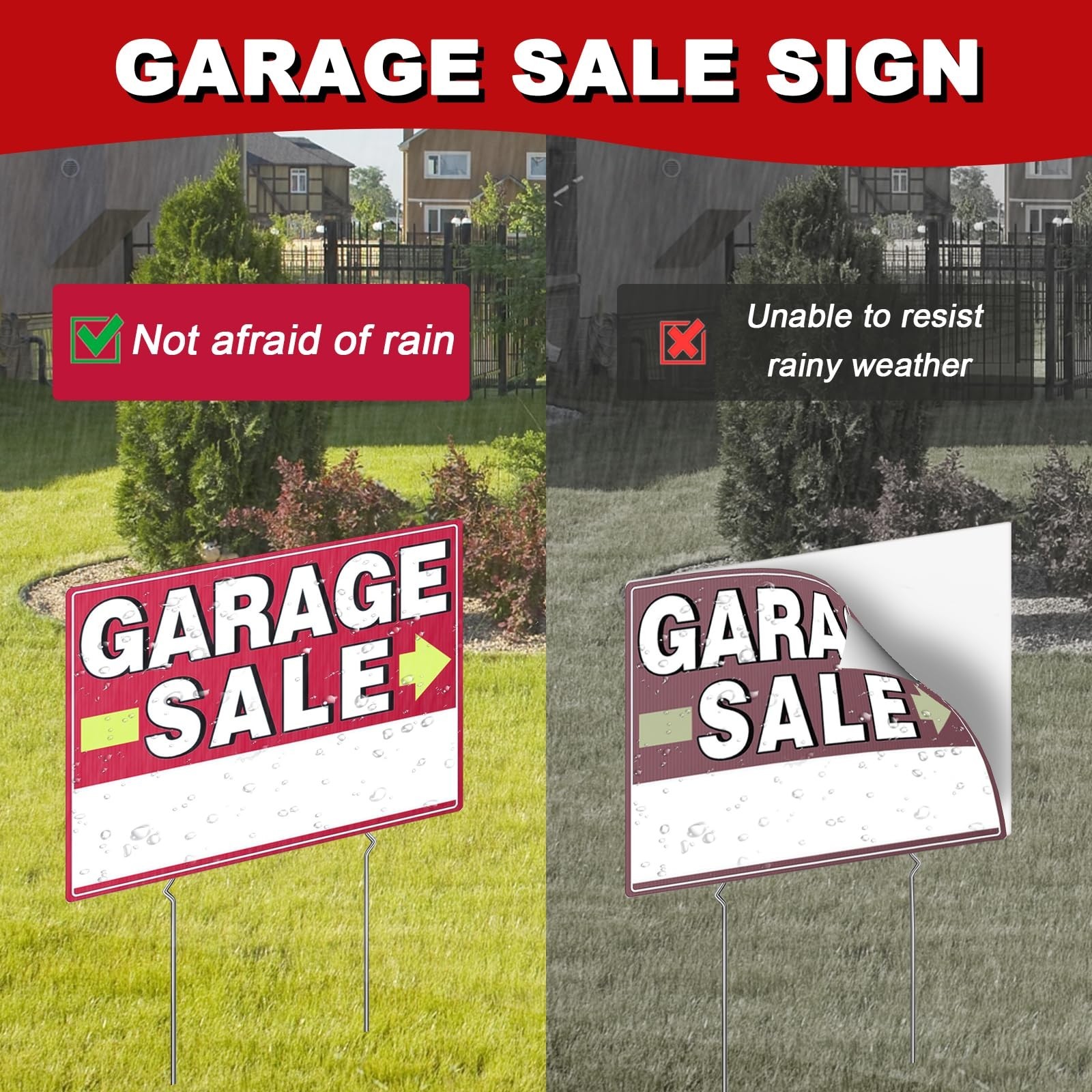 Garage Sale Signs, 17″ x 13″, 6 Pcs Double Side Garage Sale Sign with Stakes …
