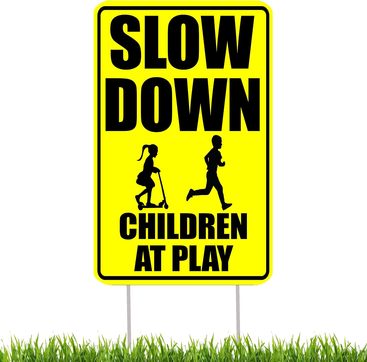 Slow down Children Kids at Play Yard Sign with Stakes Double Sided Caution Neigh