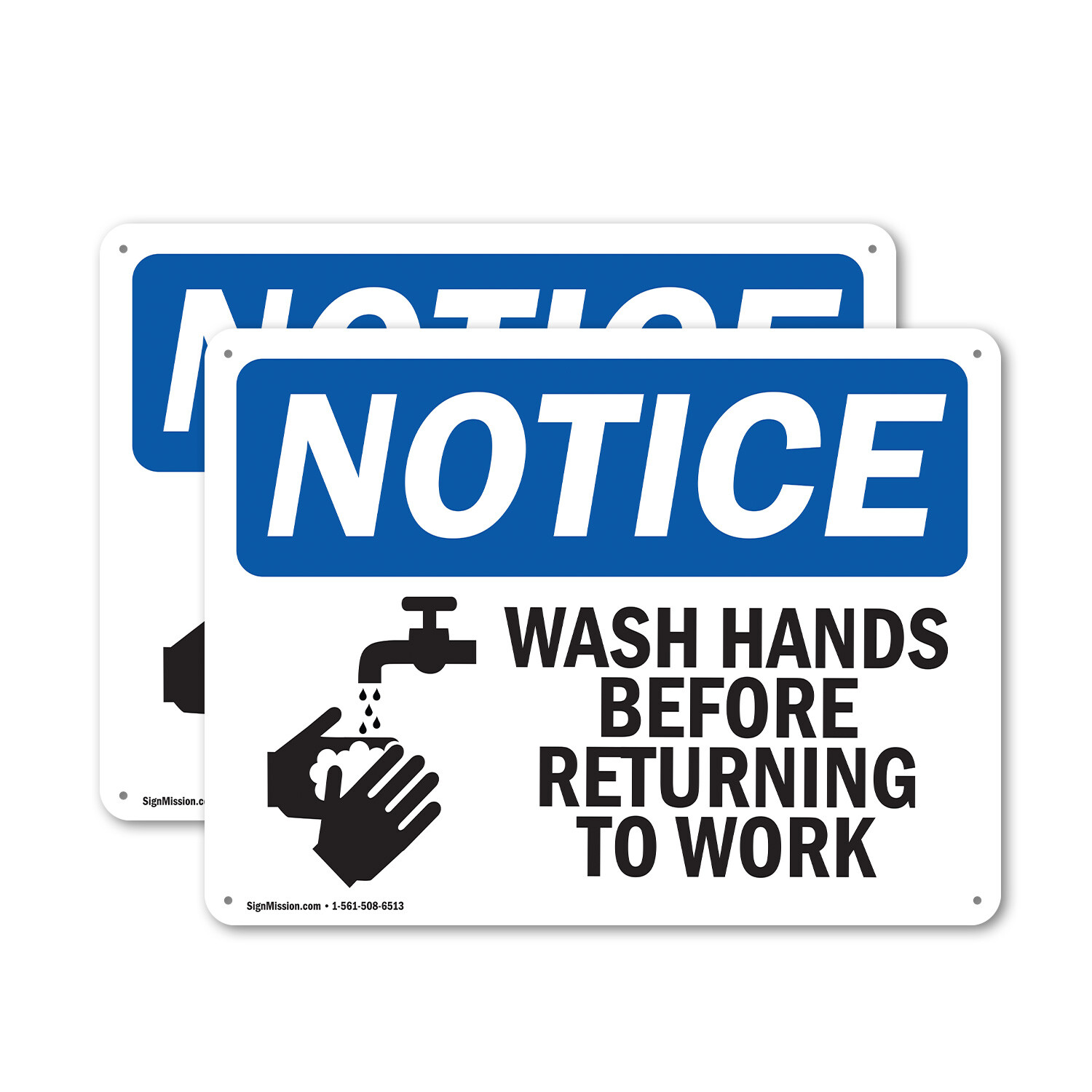 (2 Pack) Wash Hands Before Returning To Work Symbol OSHA Notice Sign Decal Metal