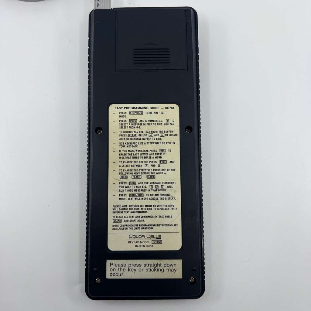 Color Cells CC100 Keypad for CC784 LED Sign w/ Cable Box Manual