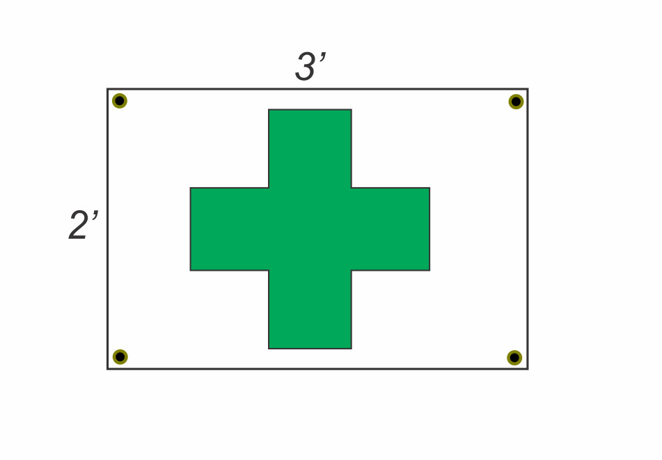 GREEN CROSS Banner Sign 2×3 for First Aid or Medical Pharmacy