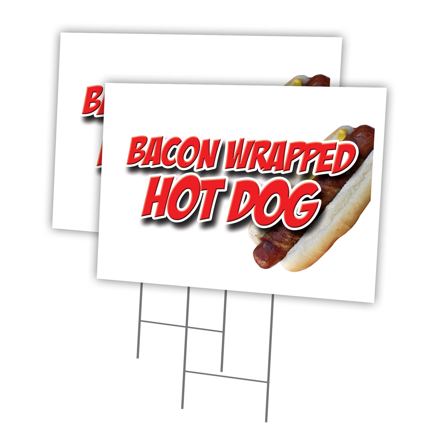 Bacon Wrapped Hot Dog Multi-Pack of Yard Signs & Stake plastic coroplast window