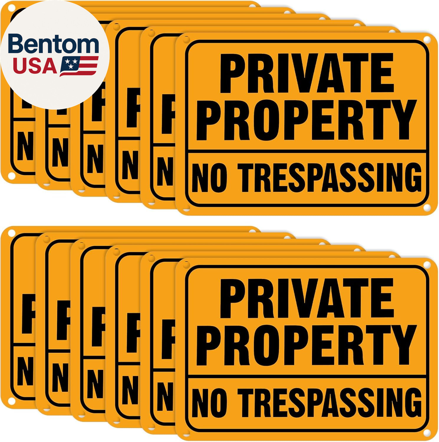 12Pcs No Trespassing Private Property Signs Metal Reflective Aluminum No Trespas