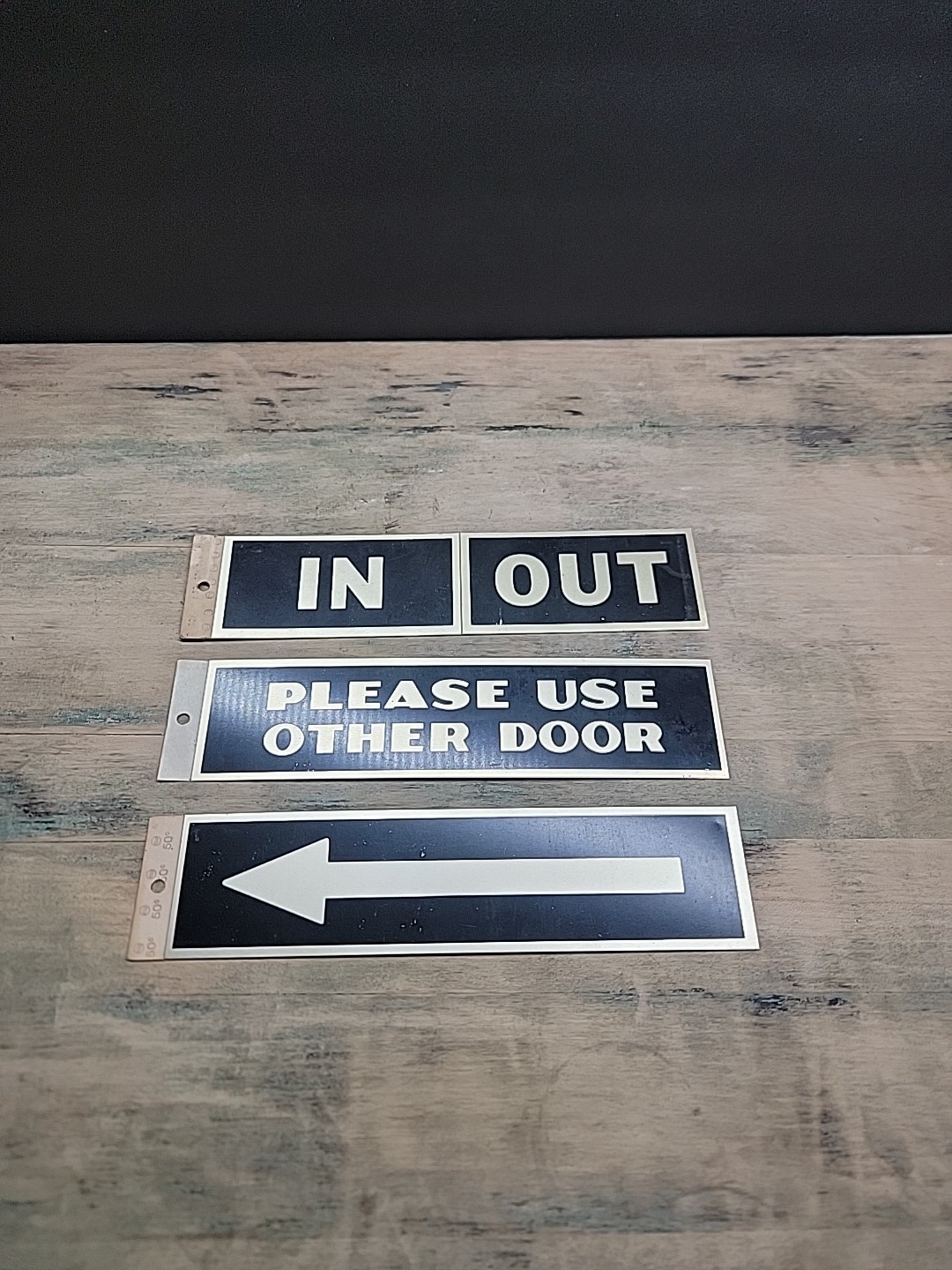 Please Use Other Door Tin Sign / IN / OUT & Arrow NOS / 1125