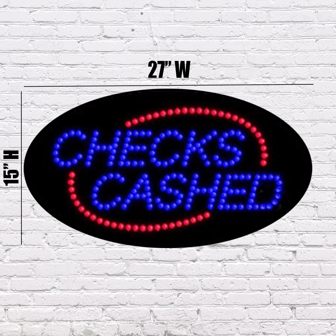 LED Checks Cashed Sign | Light Up Sign | 15″H x 27″W x 2″D
