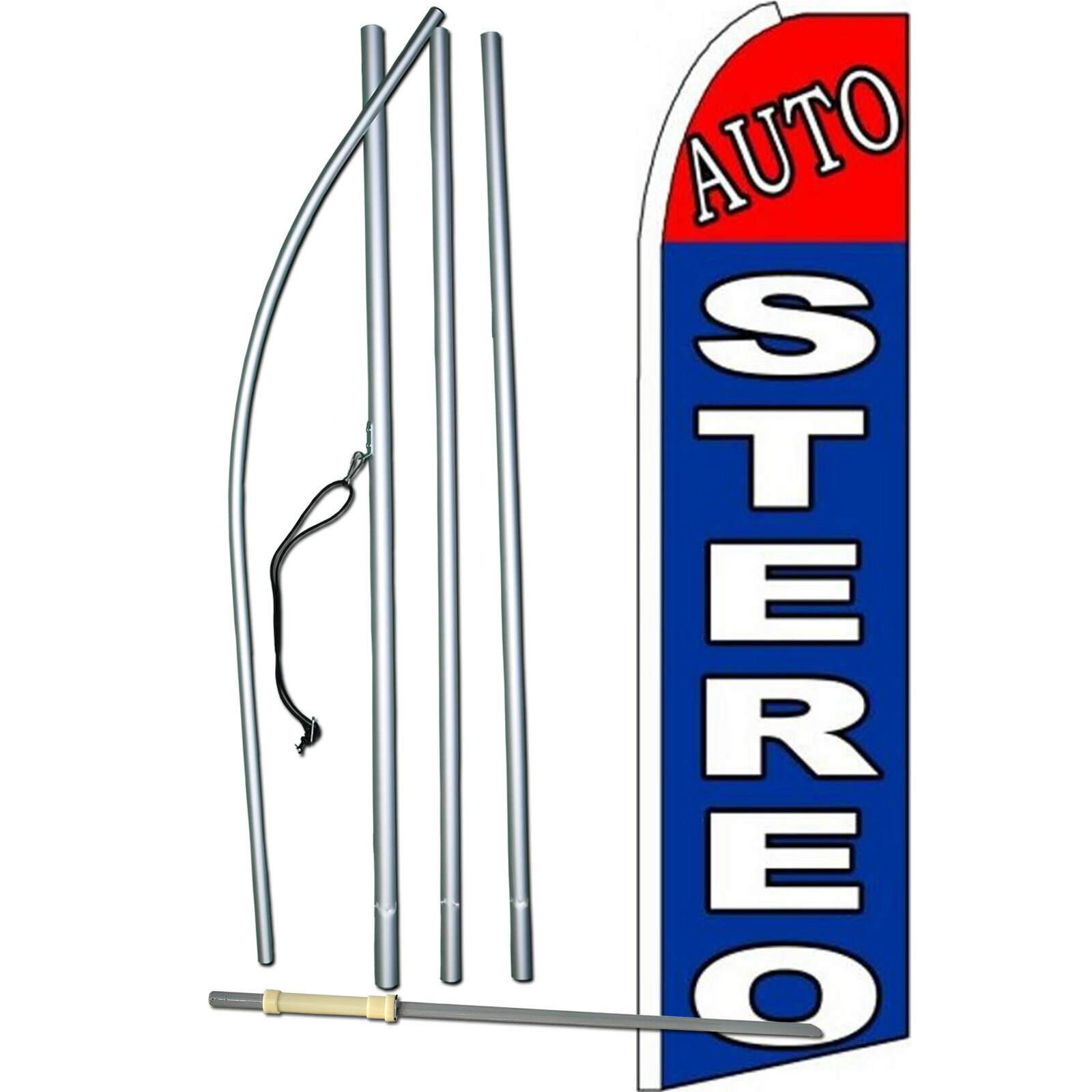 Auto Stereo Flag Flutter Feather Banner Advertising Swooper Bundle Kit COMPLETE